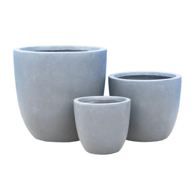 Set of 3 17" Kante Seamless Concrete Planters for Patio & Garden - Rosemead Home & Garden, Inc.