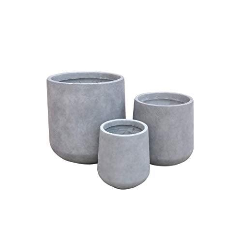 Kante Set of 3 Lightweight Concrete Footed Tulip Outdoor Planter - Rosemead Home & Garden, Inc.: Modern Design Patio Pots