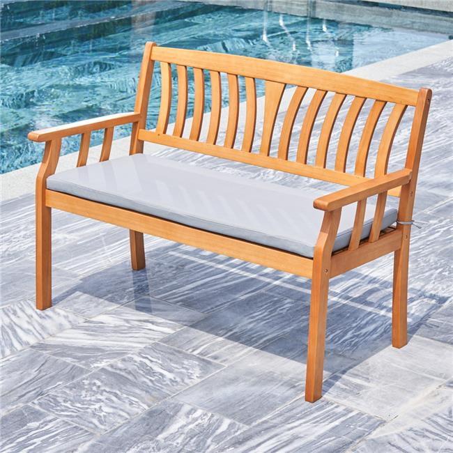 Kapalua Honey Eucalyptus Wooden Outdoor Garden Bench with Cushion