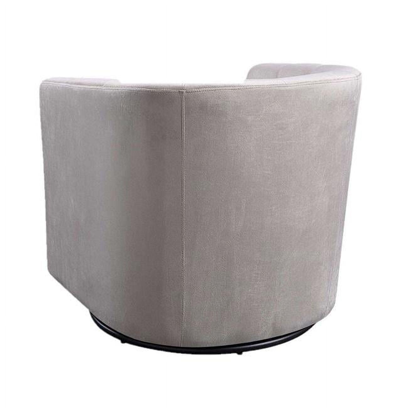 Taupe Velvet Barrel Swivel Chair with Black Wood Base