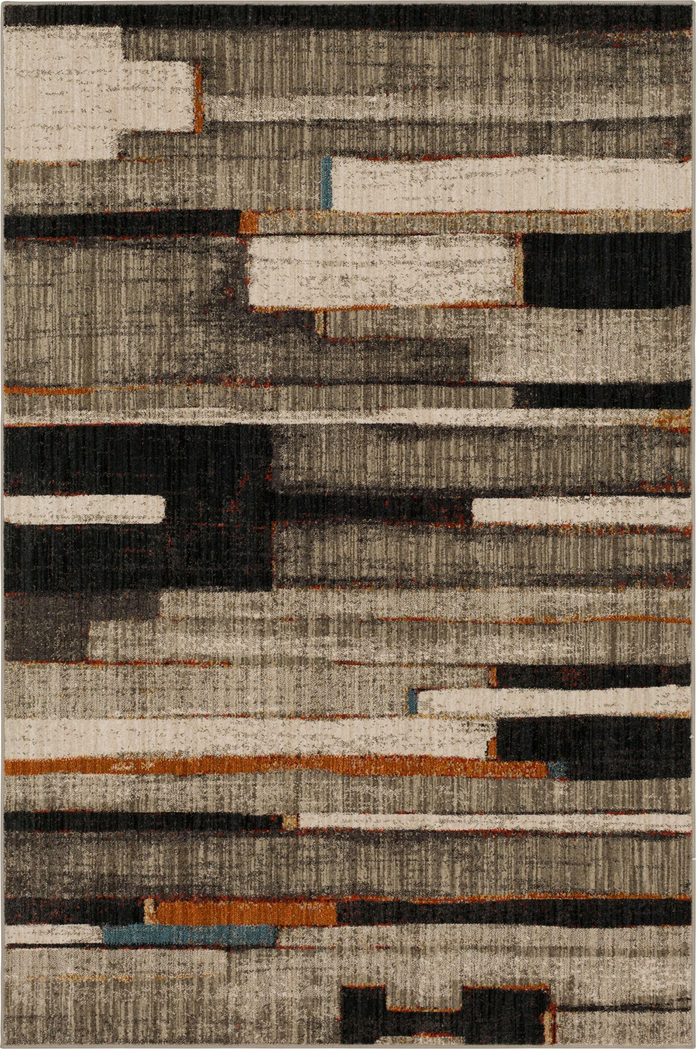 Elements Charcoal Modern Geometric 2' x 3' Wool Blend Rug