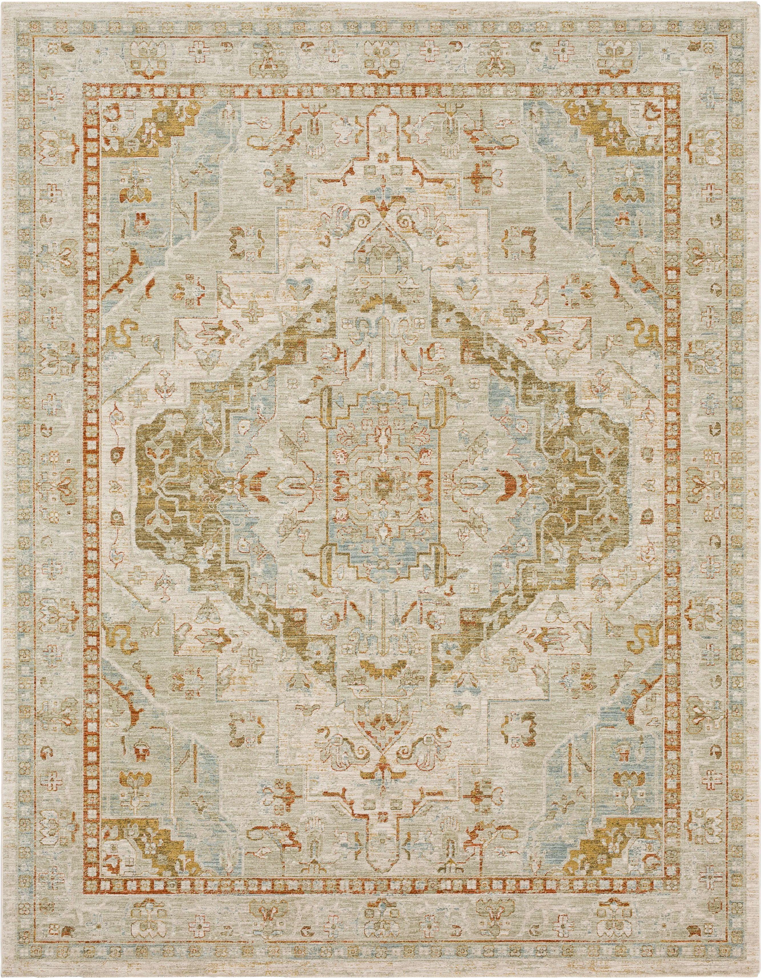 Adalia Kumra Cream Traditional 10' x 14' Synthetic Area Rug