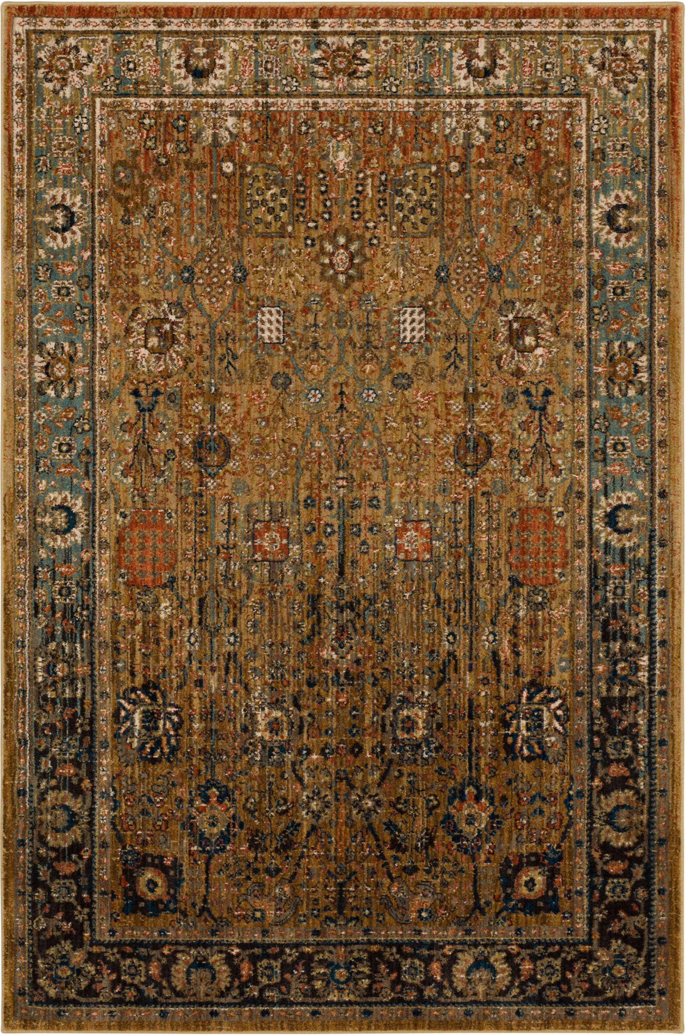 Traditional Blue Floral Synthetic 5'3" x 7'10" Area Rug