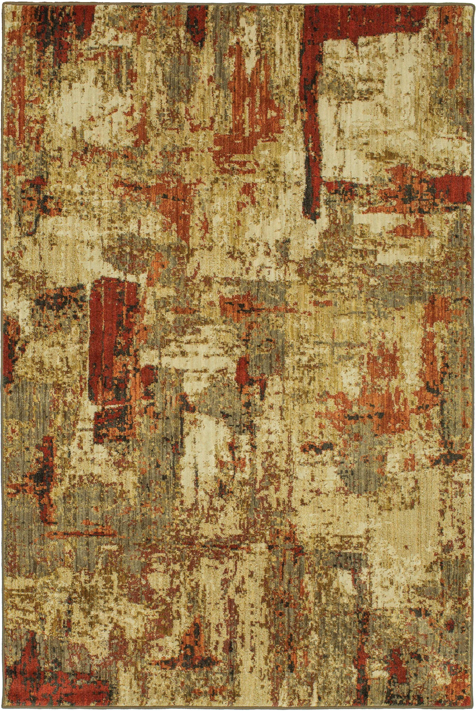 Treviso Gold Abstract 5'3" x 7'10" Stain-Resistant Wool Blend Rug