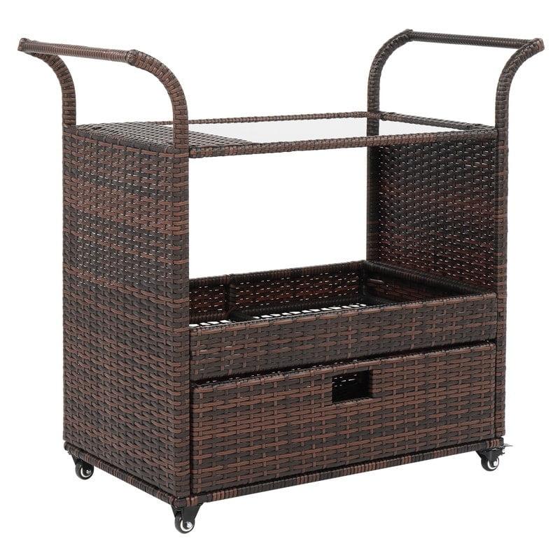 Karl Home Outdoor Wicker Bar Cart