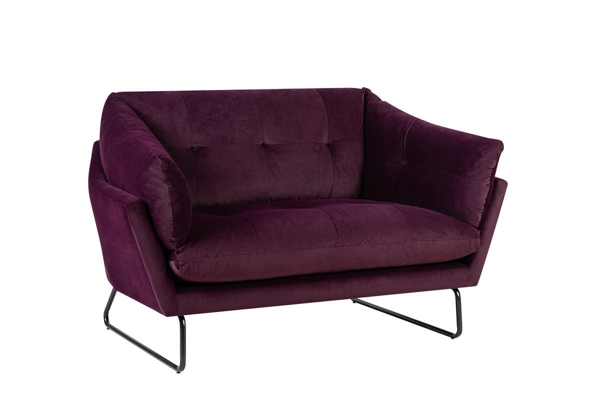 Luxe Purple Velvet Tufted Loveseat with Removable Cushions