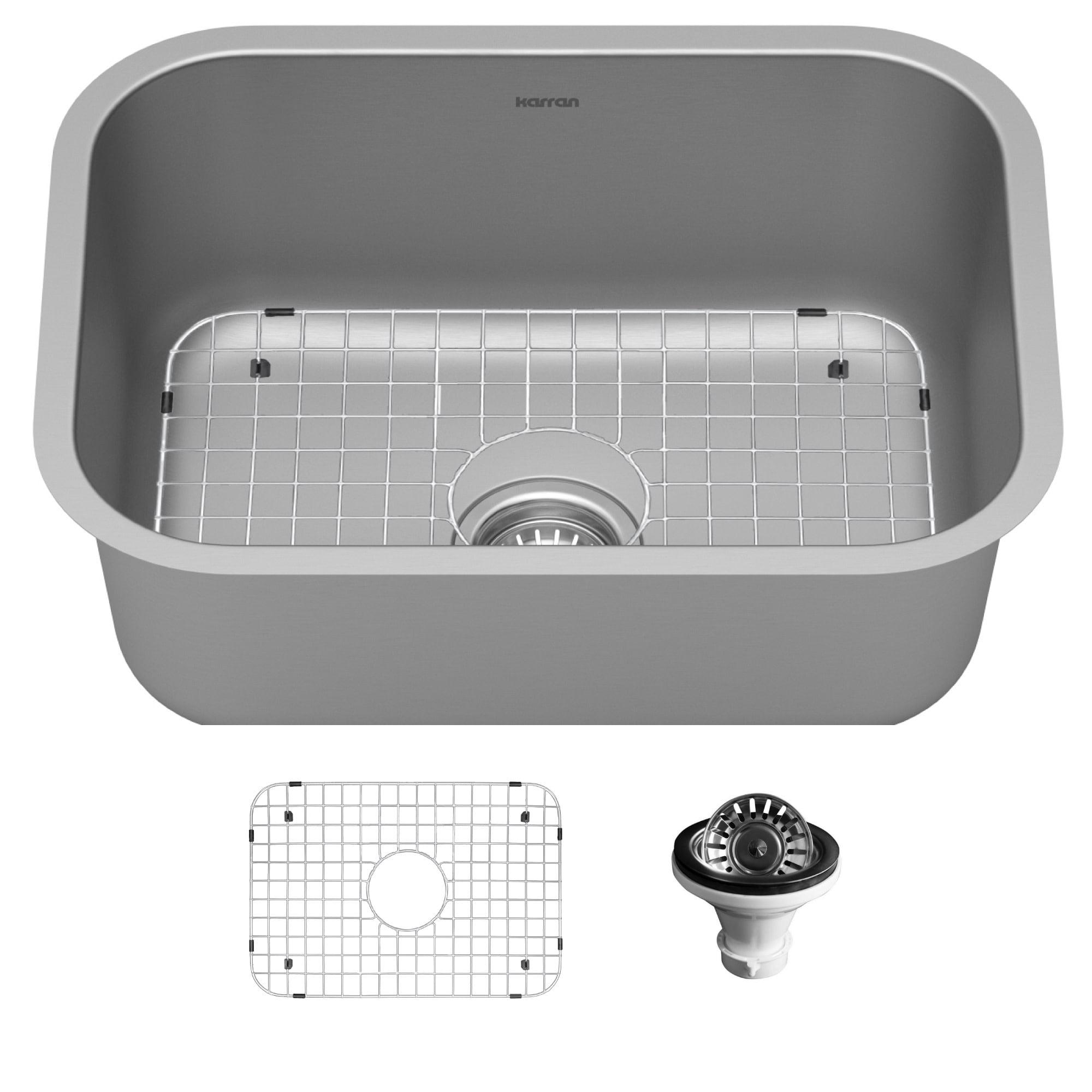 Karran Stainless Steel 23'' X 17-3/4'' Single Bowl Undermount Kitchen Sink Kit