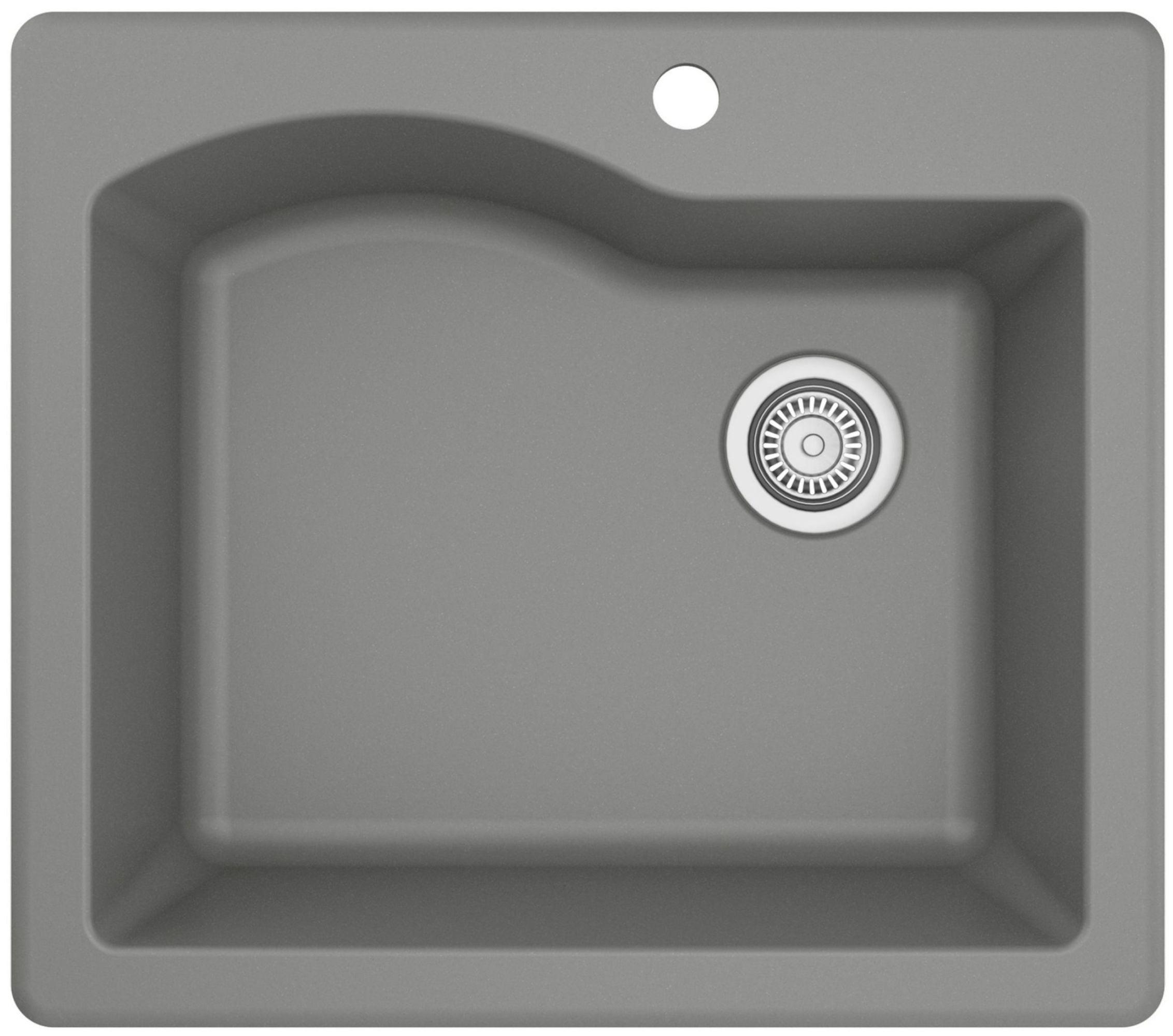 Gray Quartz Composite Single Bowl Drop-In Kitchen Sink