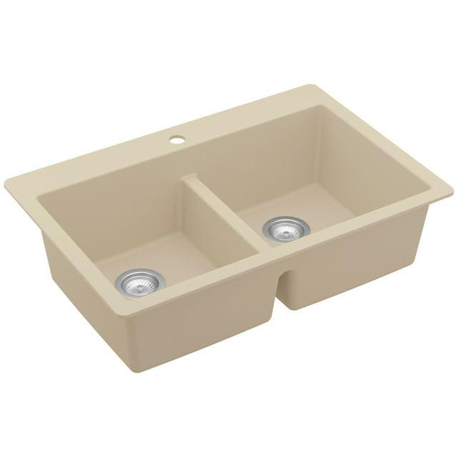 Karran Quartz 33'' X 22'' 50/50 Double Bowl Composite Drop-in Kitchen Sink