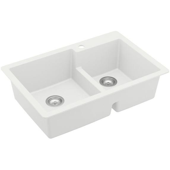 Karran Quartz 33'' X 22'' 60/40 Double Bowl Drop-in Kitchen Sink
