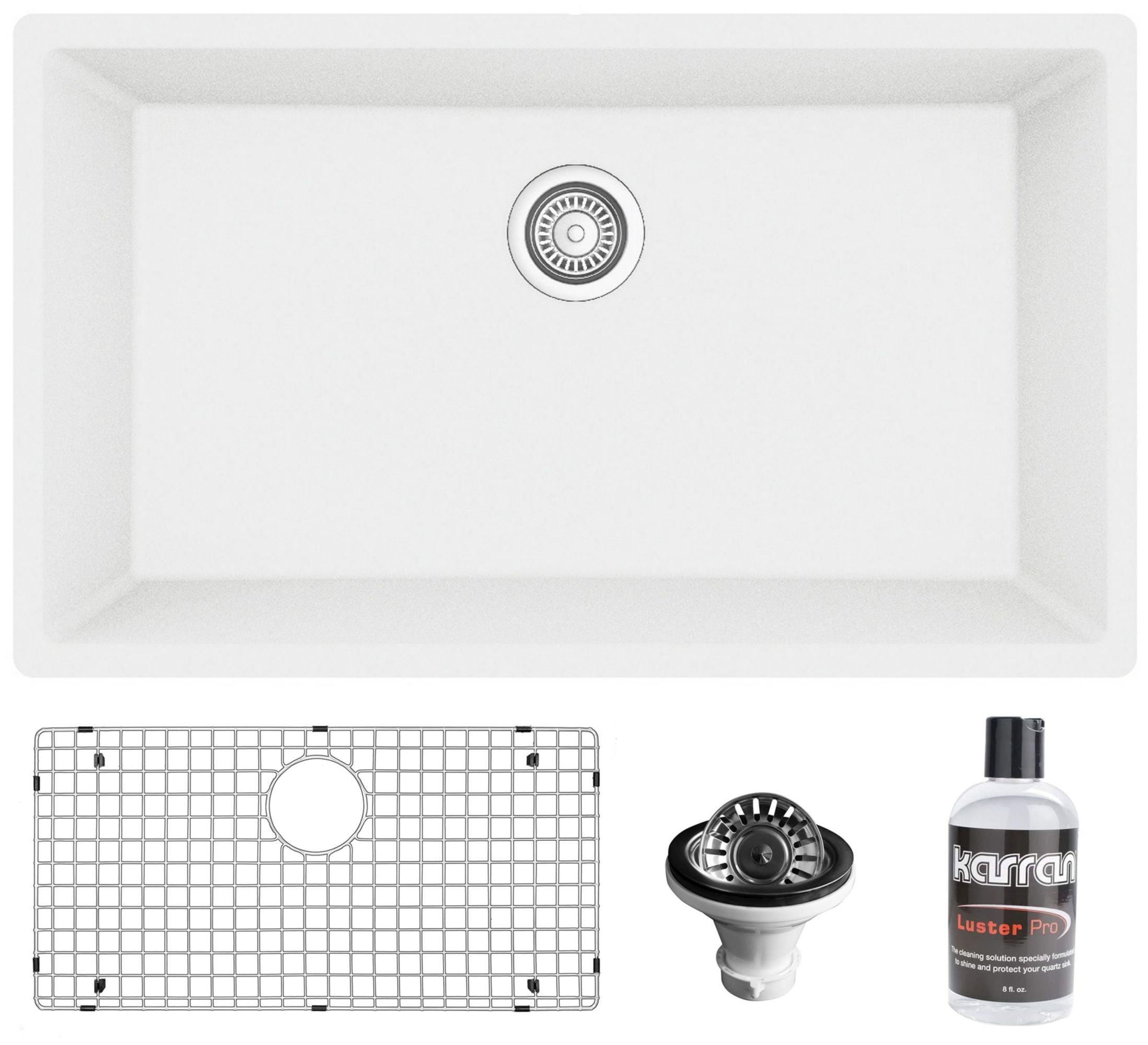 Karran Quartz 32-1/4'' X 19-1/4'' Large Single Bowl Undermount Kitchen Sink Kit