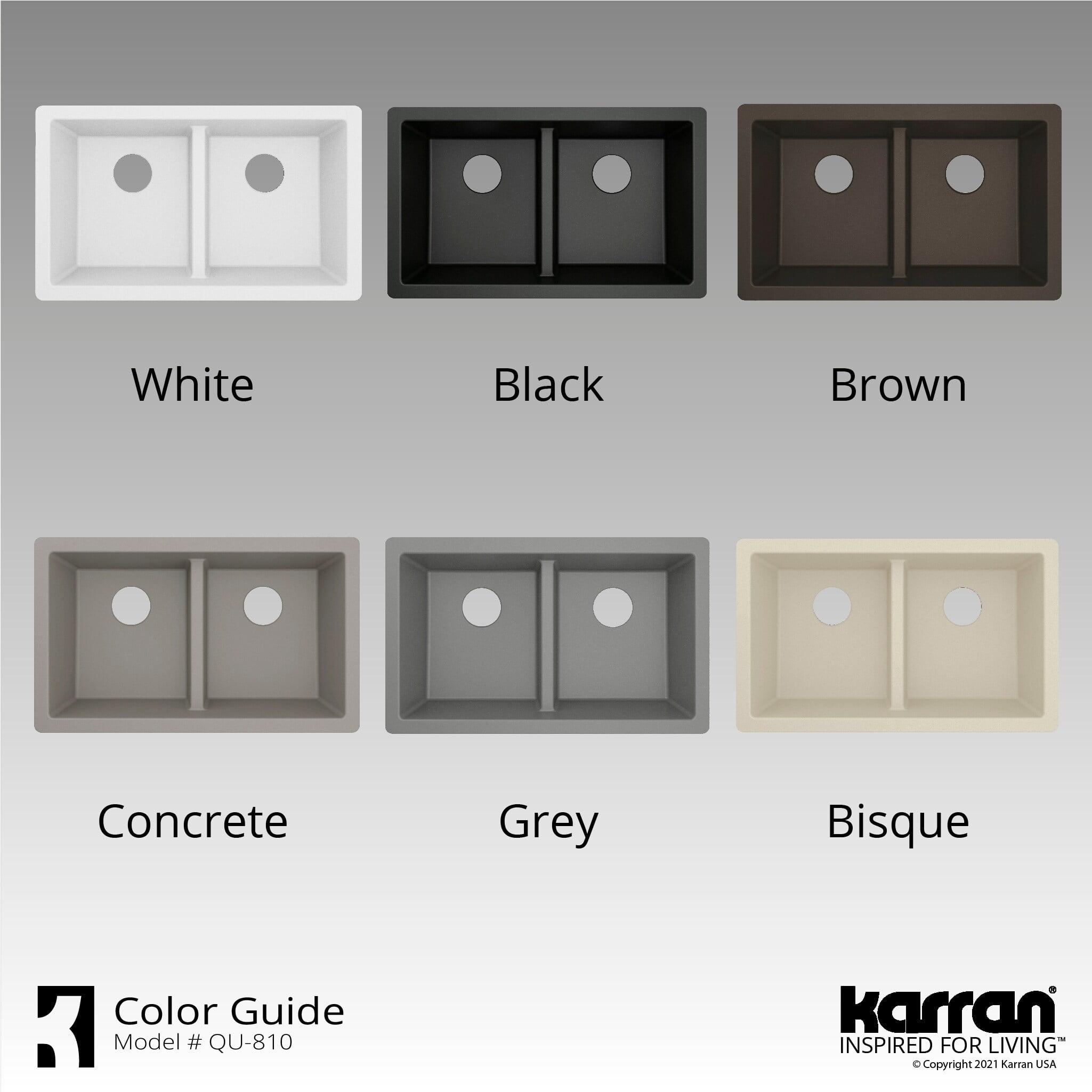 Karran Quartz 32'' X 19-1/2'' 50/50 Double Bowl Composite Undermount Kitchen Sink