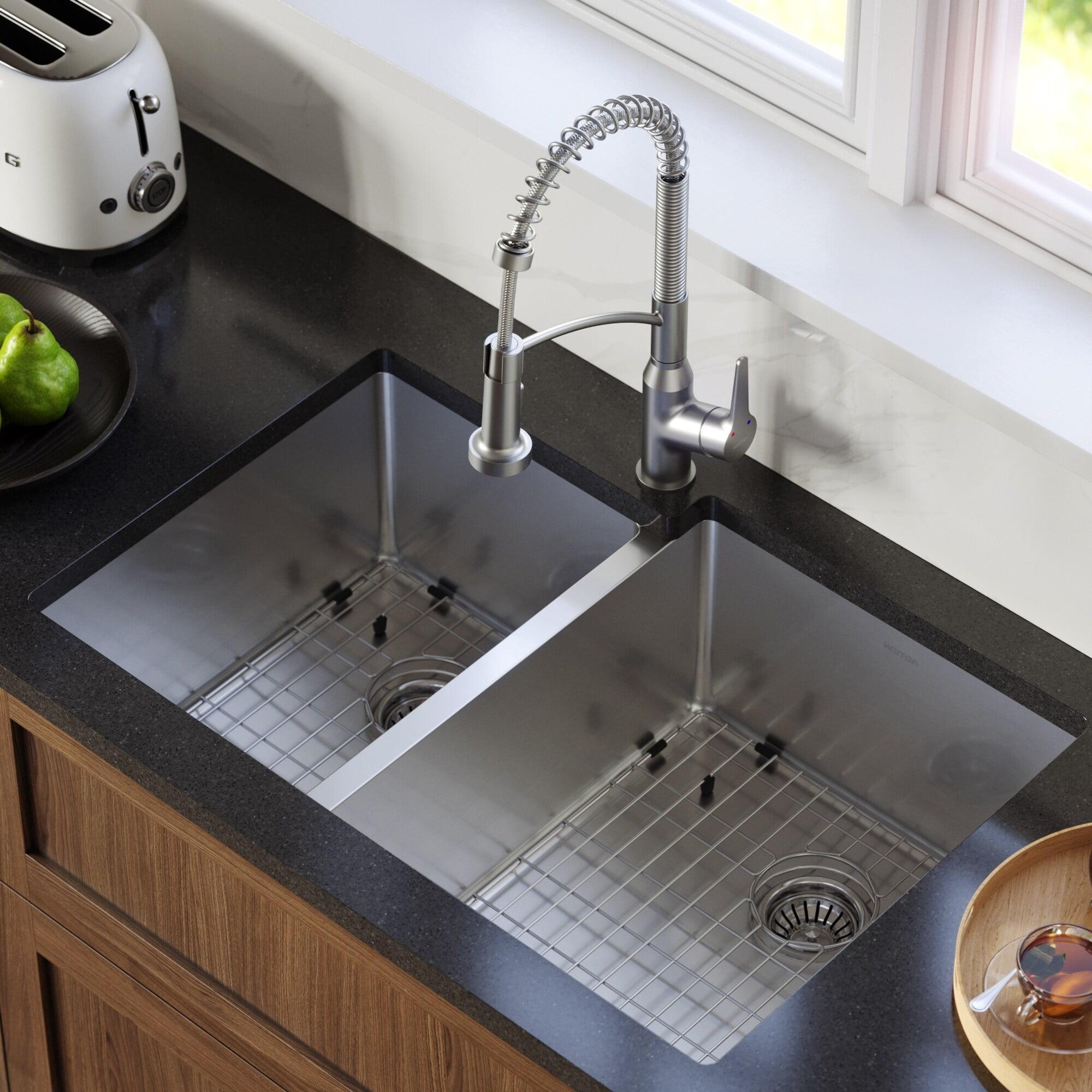 Karran 33'' Stainless Steel Double Bowl Undermount Kitchen Sink