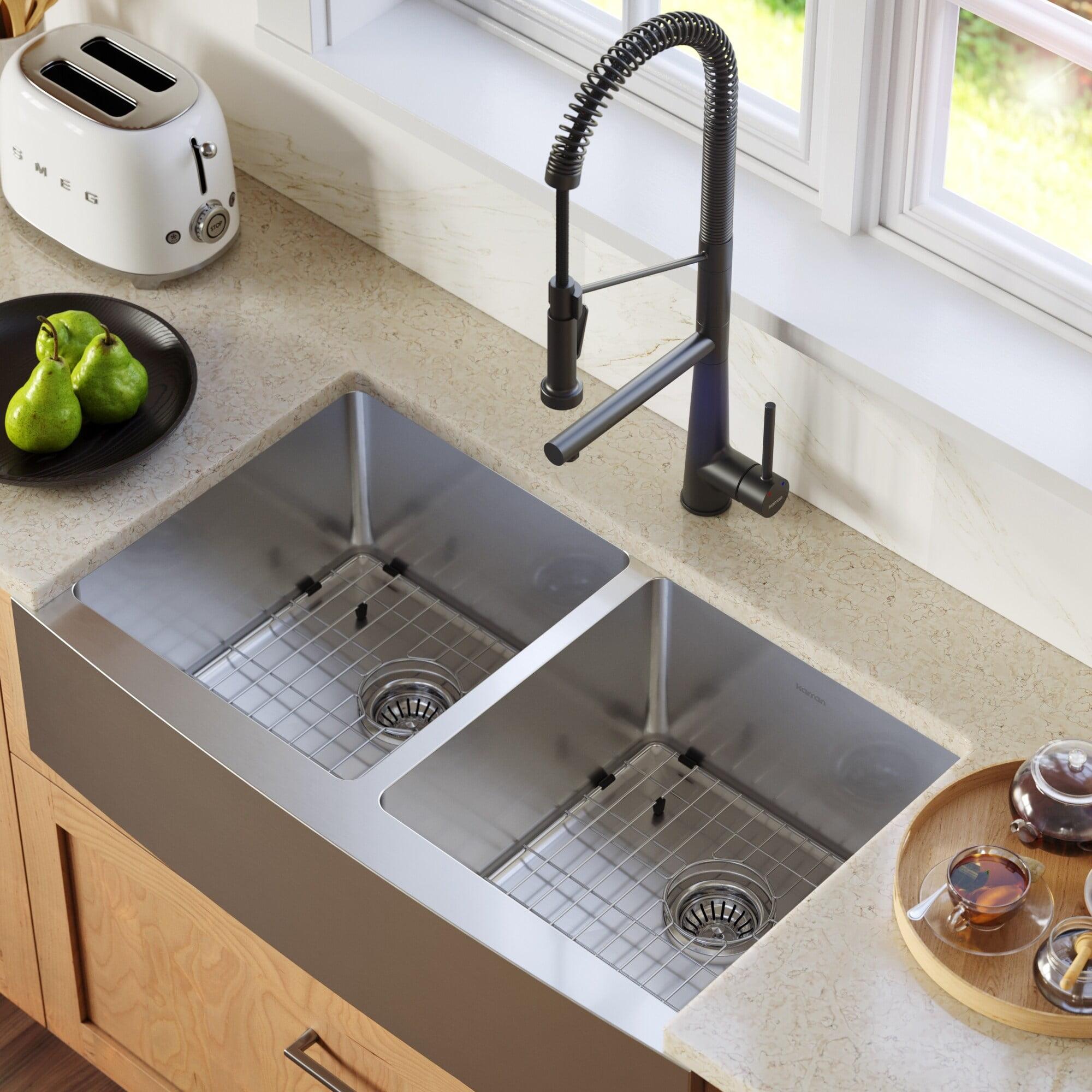 Stainless Steel 36'' Double Bowl Farmhouse Kitchen Sink