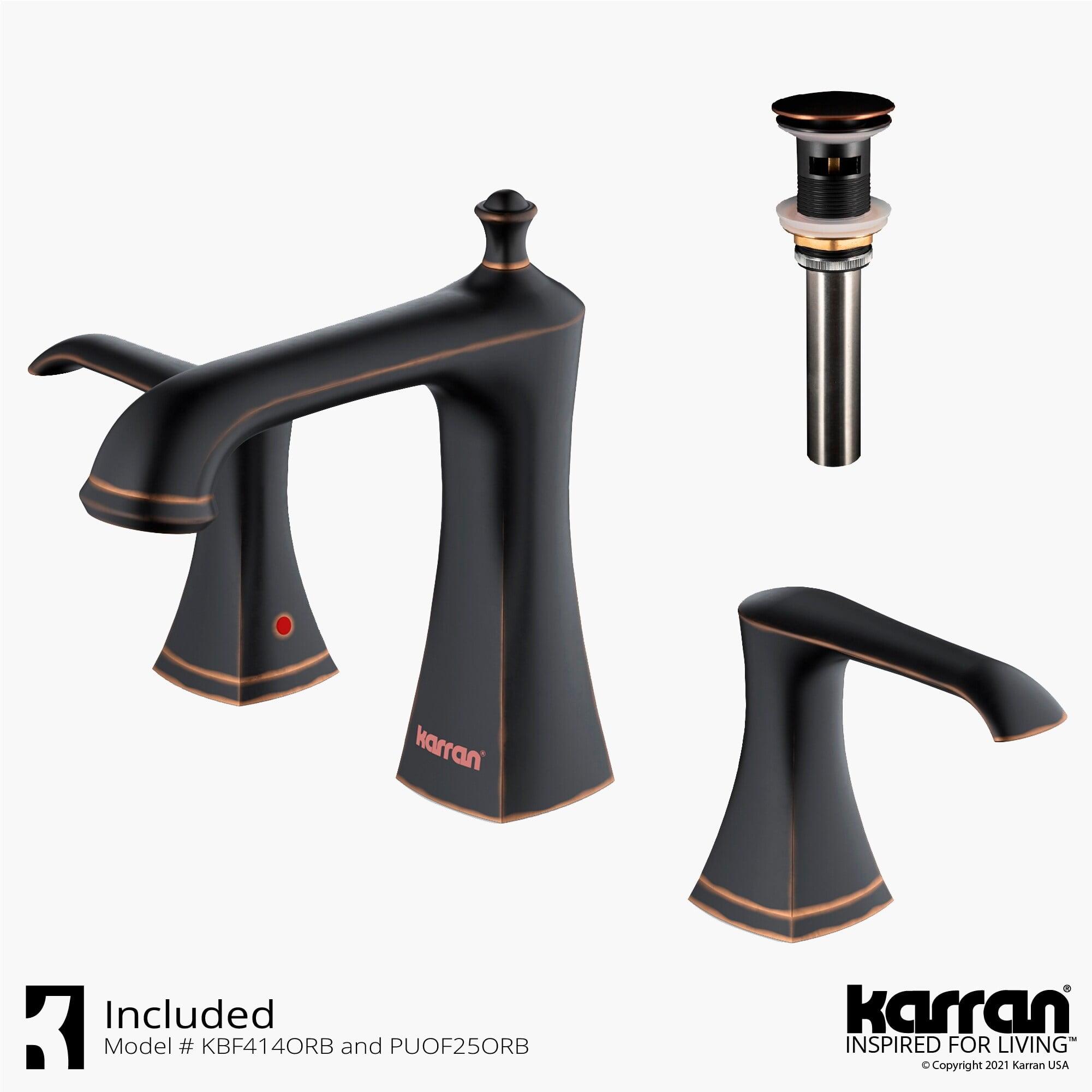 Karran Woodburn 8 In. Widespread 2-Handle Bathroom Faucet With Matching Pop-up Drain