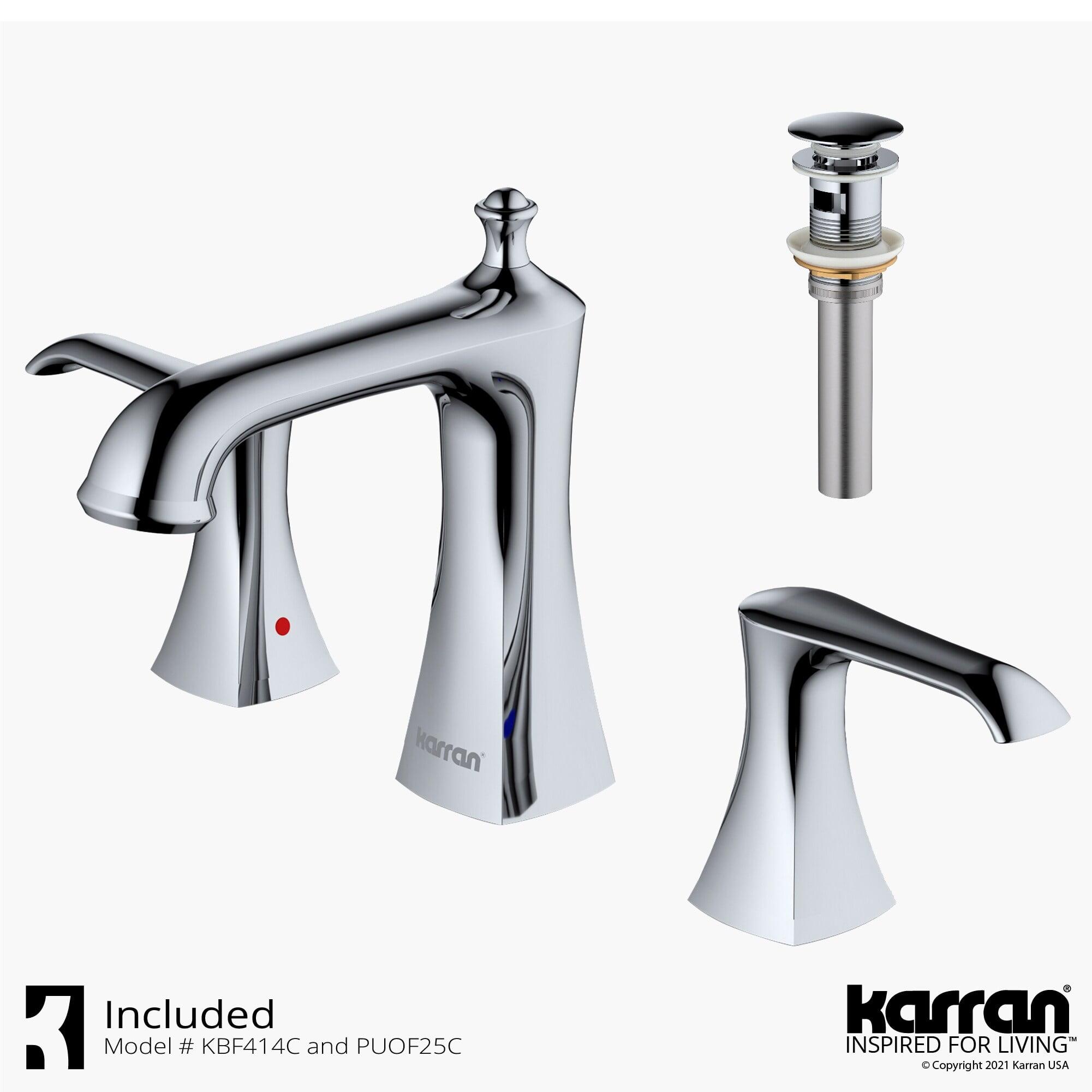 Karran Woodburn 8 In. Widespread 2-Handle Bathroom Faucet With Matching Pop-up Drain