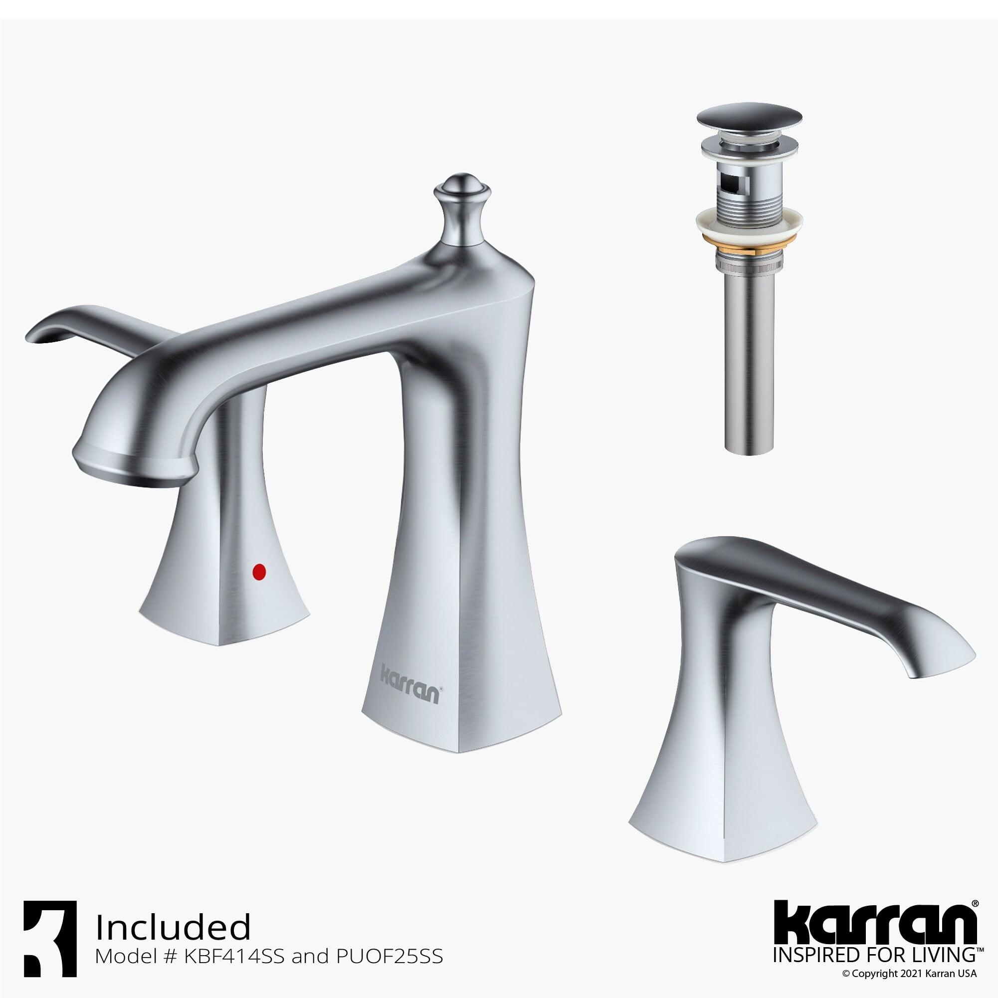 Karran Woodburn 8 In. Widespread 2-Handle Bathroom Faucet With Matching Pop-up Drain