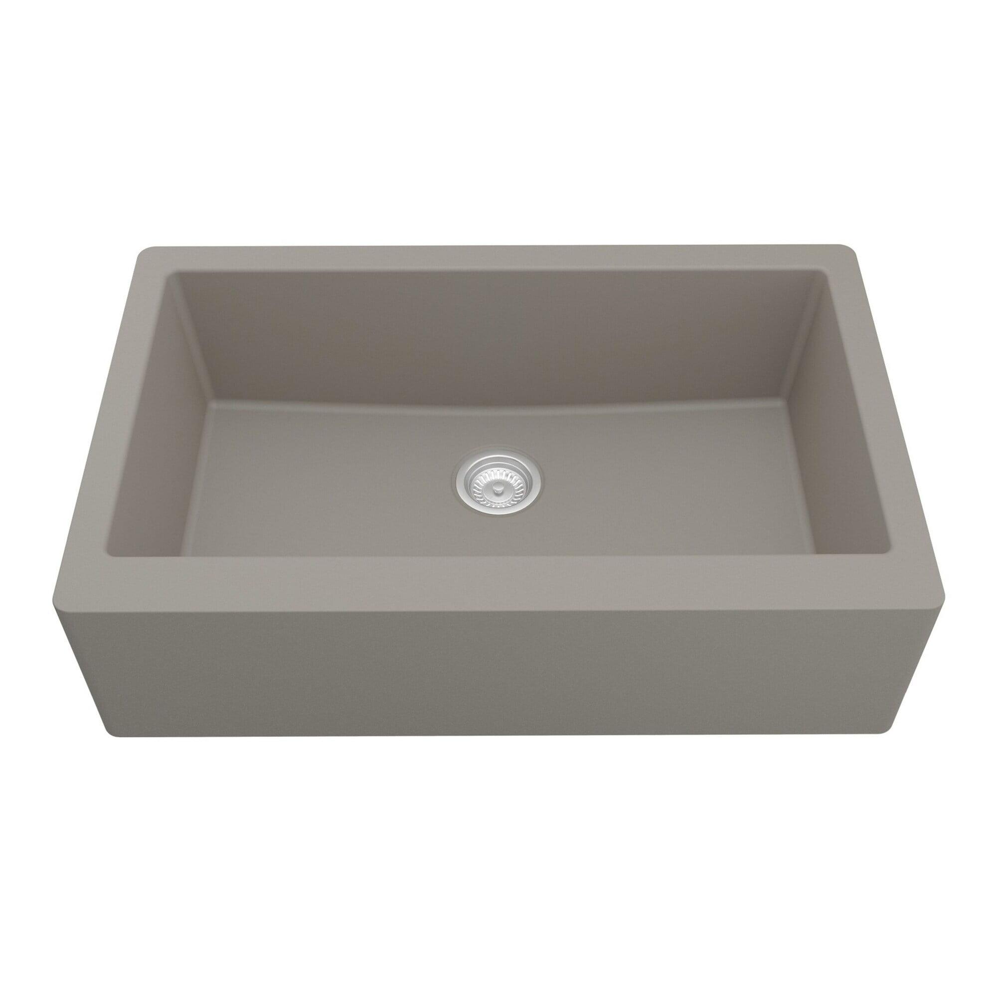 Concrete Gray Quartz Farmhouse Single Bowl Kitchen Sink