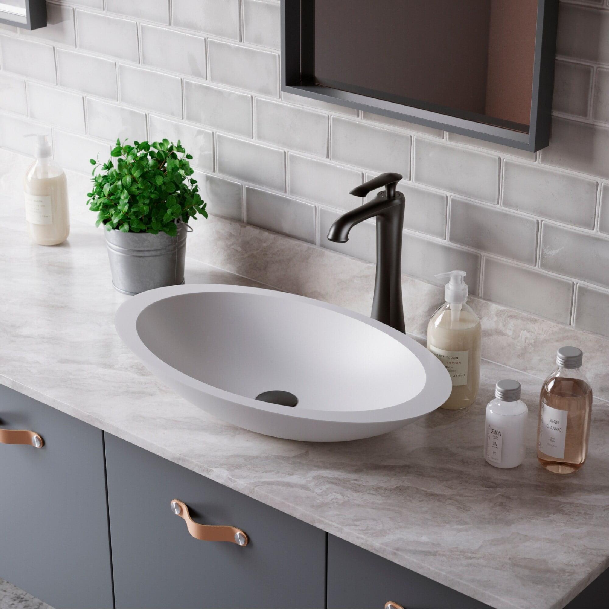 Matte White Acrylic 23" Oval Above-Counter Vessel Sink