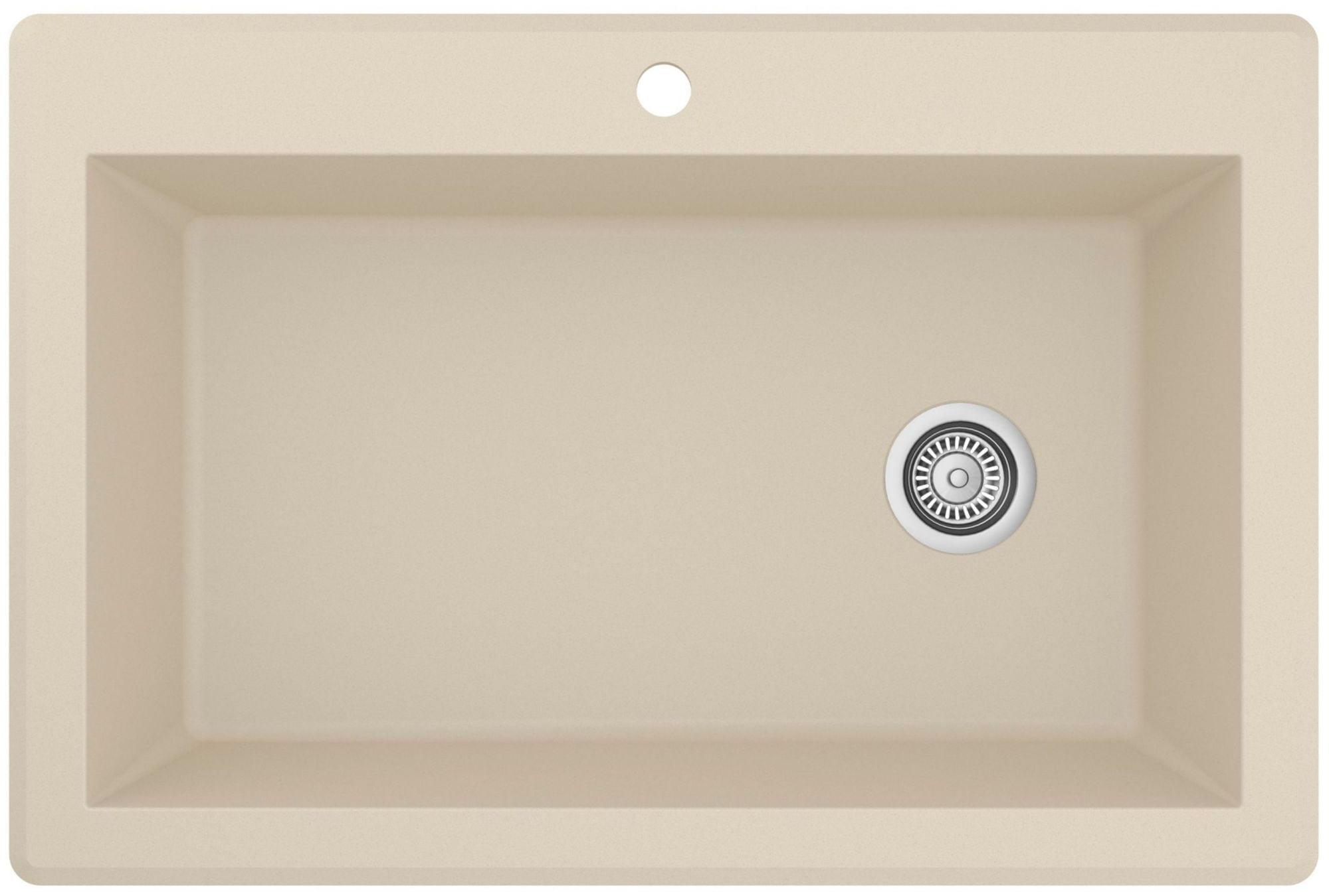 Bisque Quartz Composite Single Bowl Kitchen Sink, 33" x 22"