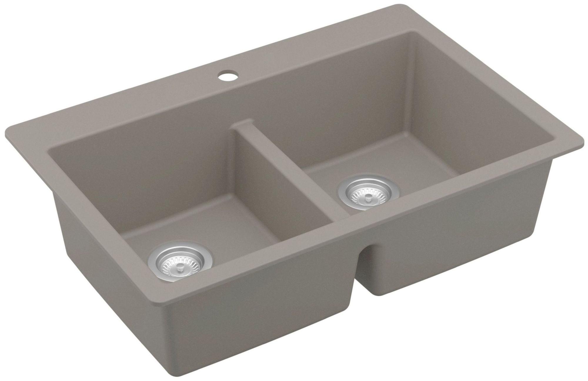 Karran Quartz 33'' X 22'' 50/50 Double Bowl Composite Drop-in Kitchen Sink