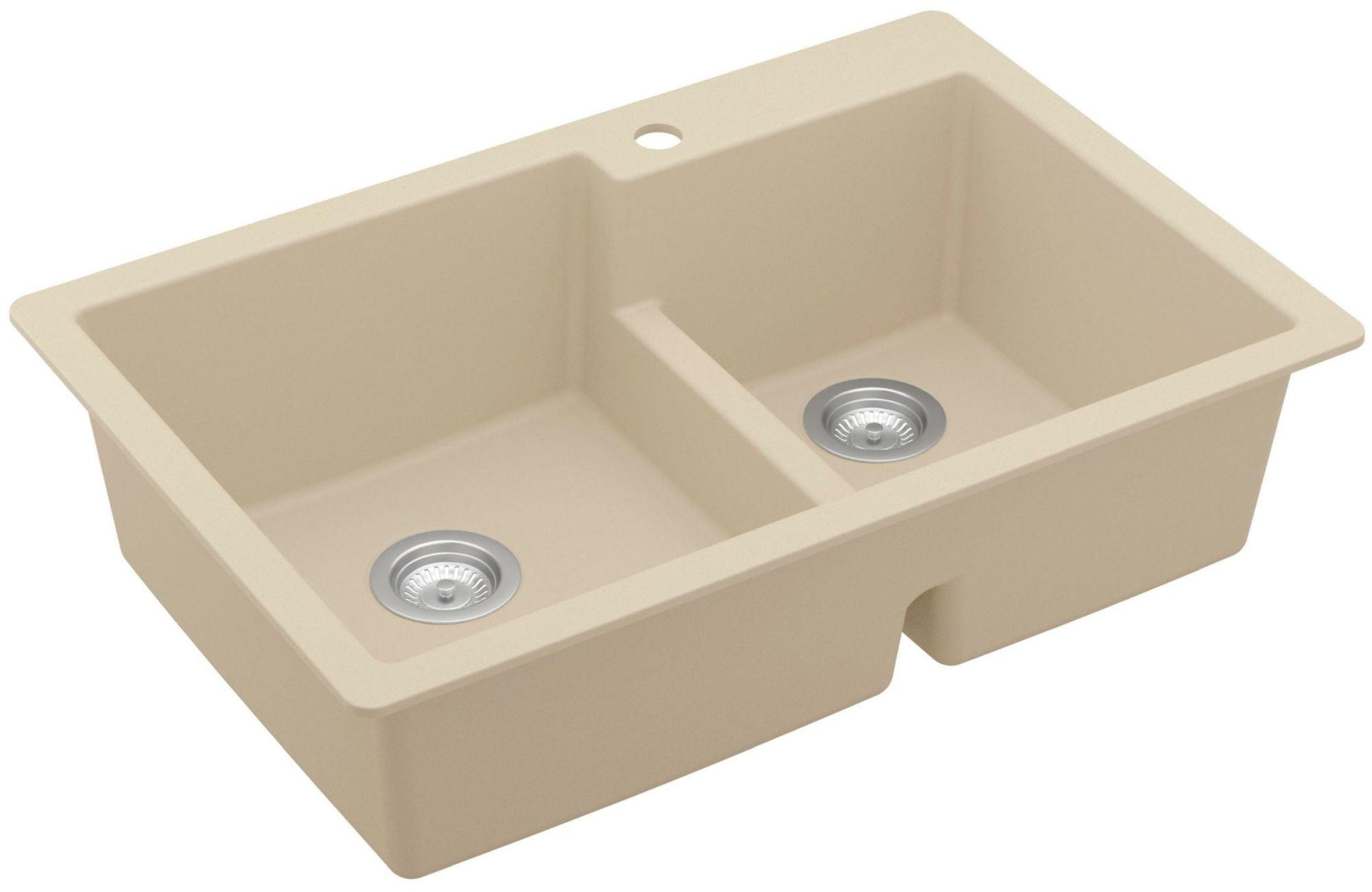 Karran Quartz 33'' X 22'' 60/40 Double Bowl Drop-in Kitchen Sink