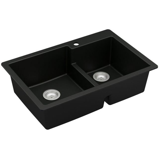 Karran Quartz 33'' X 22'' 60/40 Double Bowl Drop-in Kitchen Sink