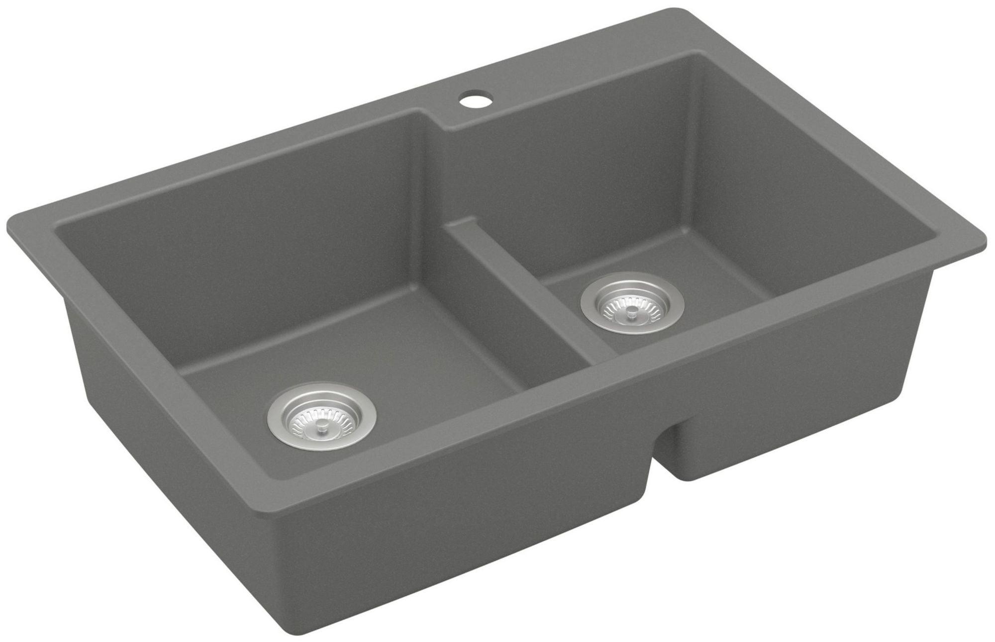 Karran Quartz 33'' X 22'' 60/40 Double Bowl Drop-in Kitchen Sink