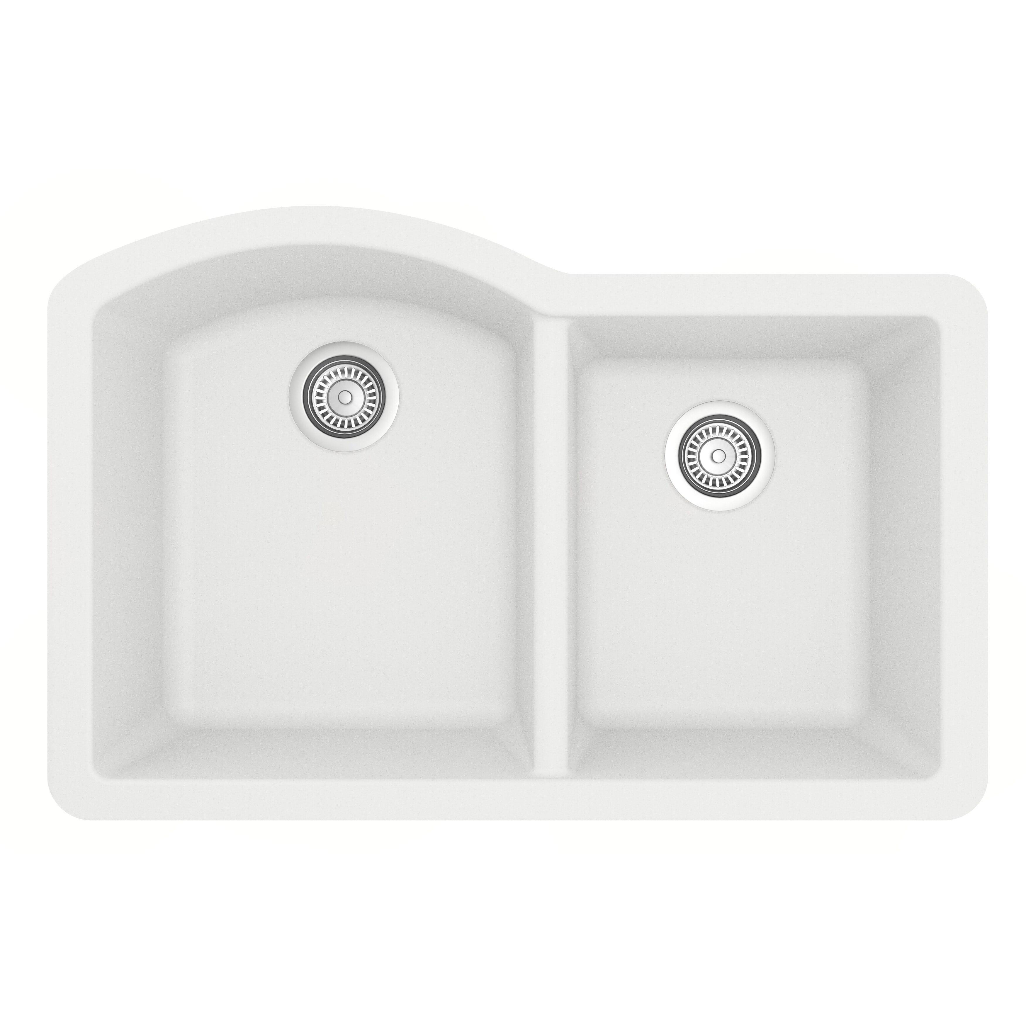 Karran Undermount Quartz Composite 32'' X 21'' 60/40 Double Bowl Kitchen Sink