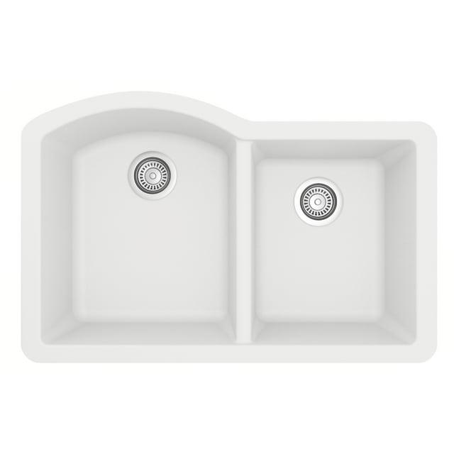 Karran Undermount Quartz Composite 32'' X 21'' 60/40 Double Bowl Kitchen Sink