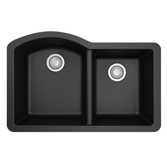 Karran Undermount Quartz Composite 32'' X 21'' 60/40 Double Bowl Kitchen Sink