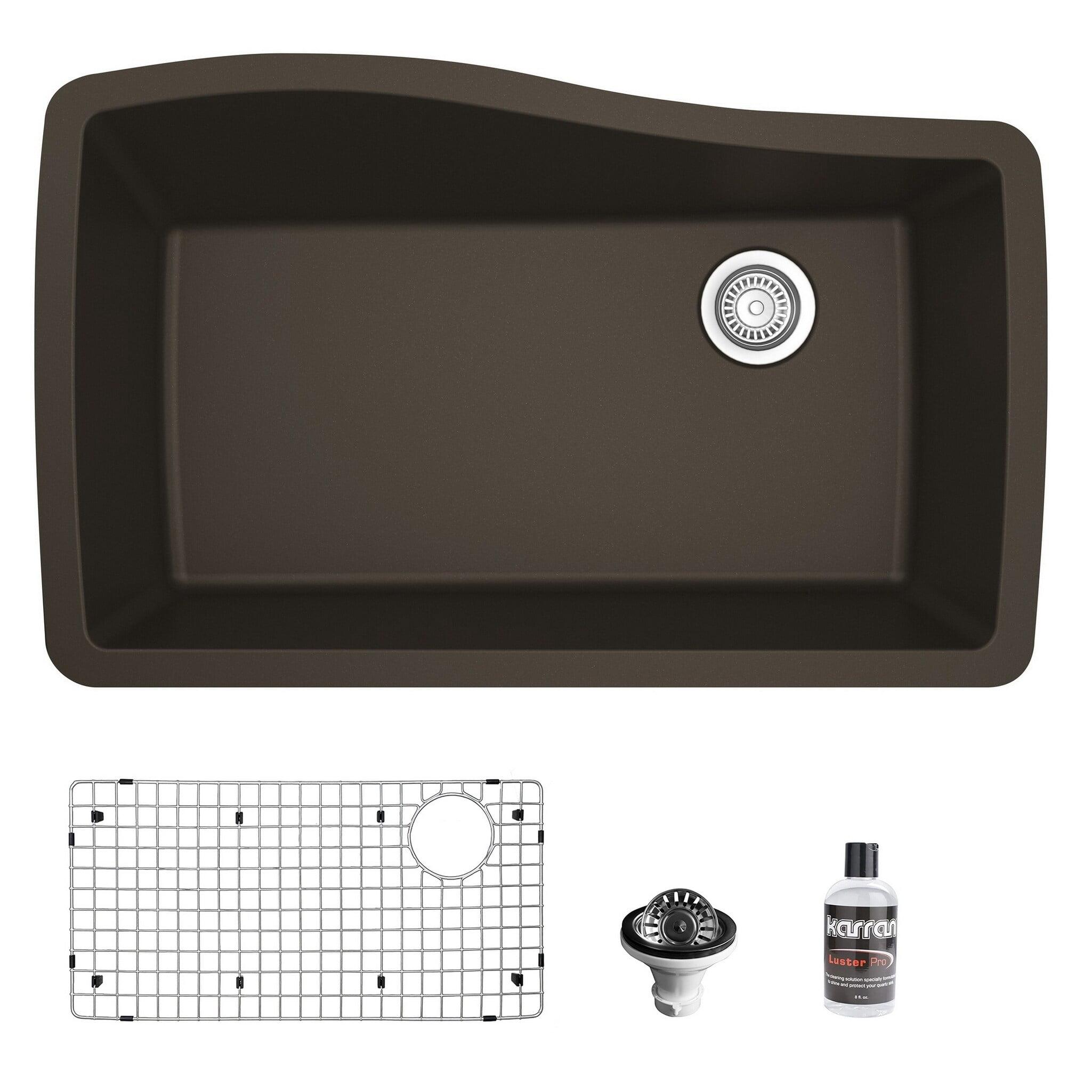Karran Quartz Composite 33-1/2'' X 21'' Single Bowl Undermount Kitchen Sink Kit