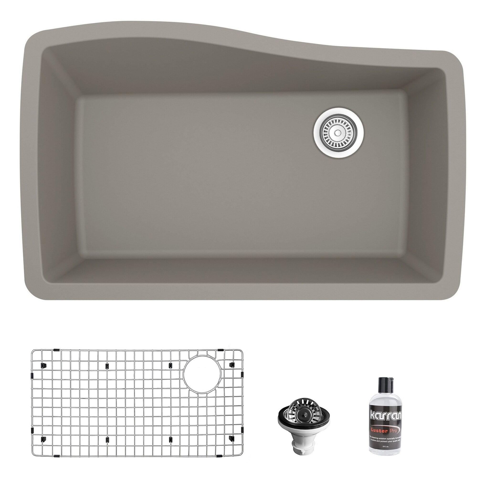 Karran Karran Quartz Composite 33-1/2'' X 21'' Single Bowl Undermount Kitchen Sink Kit QU-722-BR-PK1