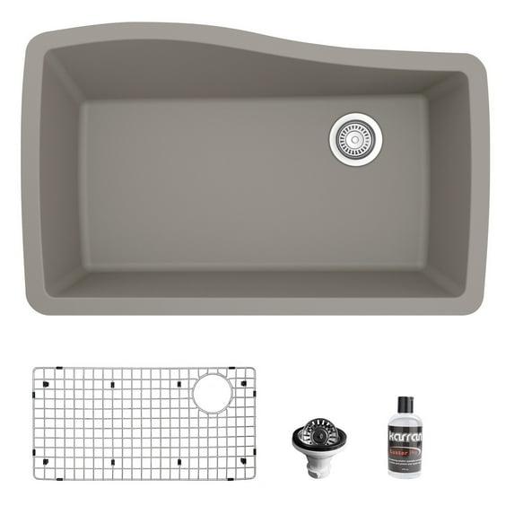 Karran Karran Quartz Composite 33-1/2'' X 21'' Single Bowl Undermount Kitchen Sink Kit QU-722-BR-PK1