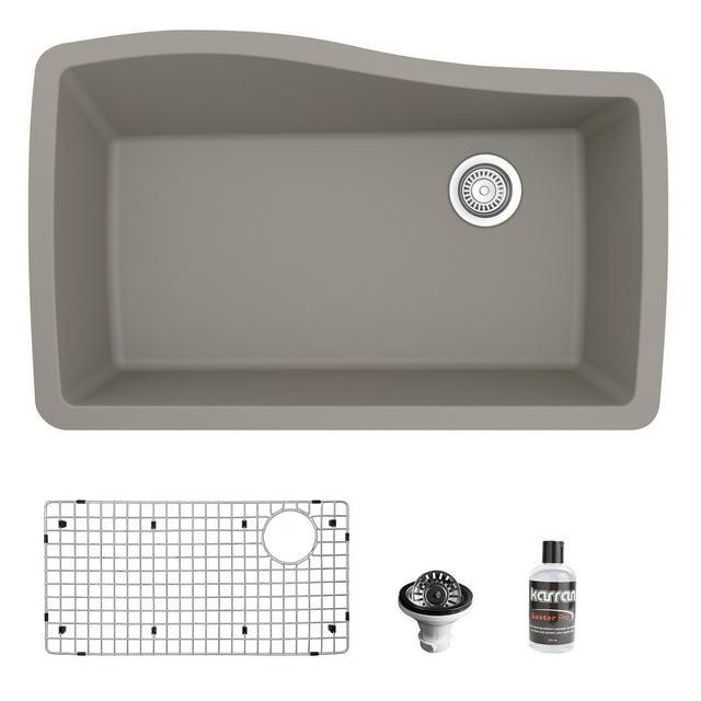 Karran Karran Quartz Composite 33-1/2'' X 21'' Single Bowl Undermount Kitchen Sink Kit QU-722-BR-PK1