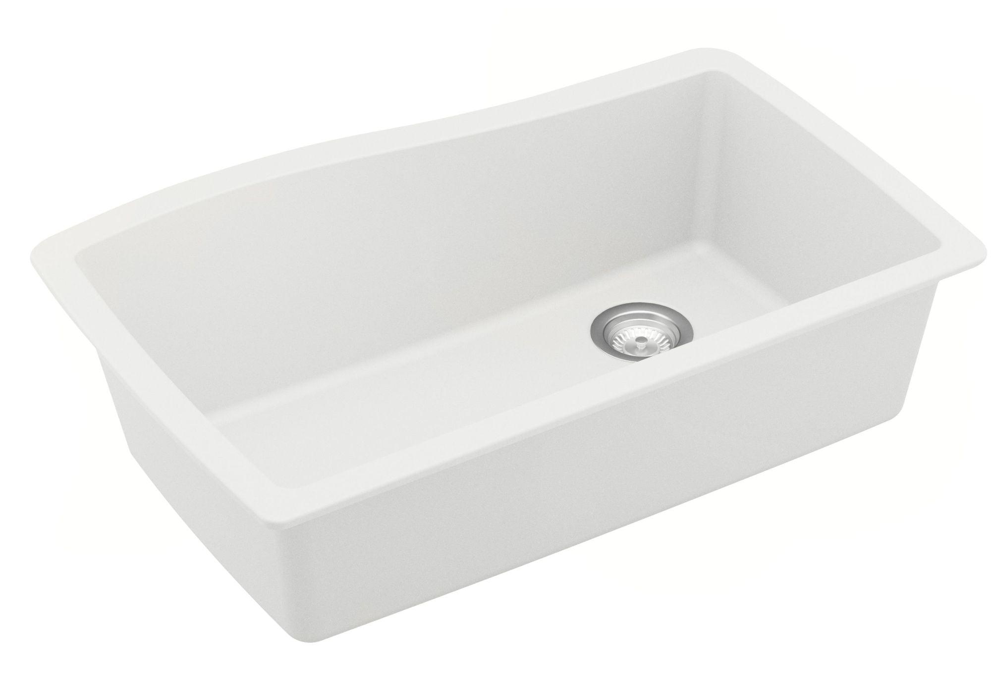 White Quartz Composite Single Bowl Undermount Kitchen Sink