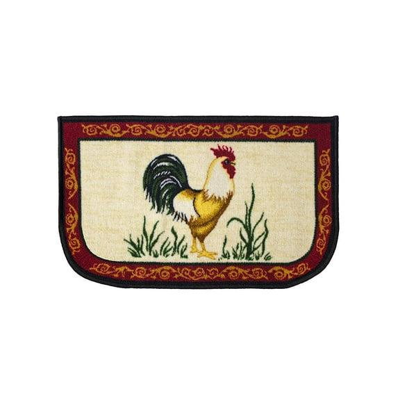 Kashi Home  Kitchen Rug, Printed Durable Non Slip Floor Mat, Pretty Farmhouse Design 18x30 D-Shape - Dot Rooster