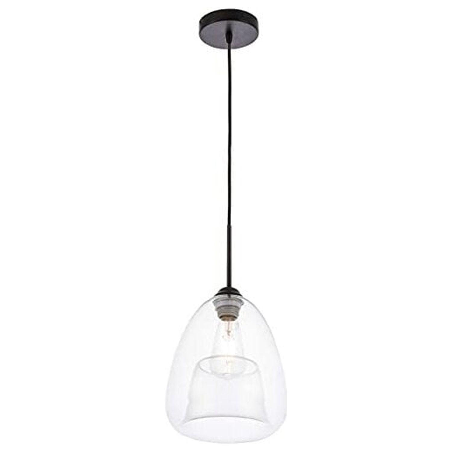 Kason Contemporary Black Finish Clear Glass Pendant Light