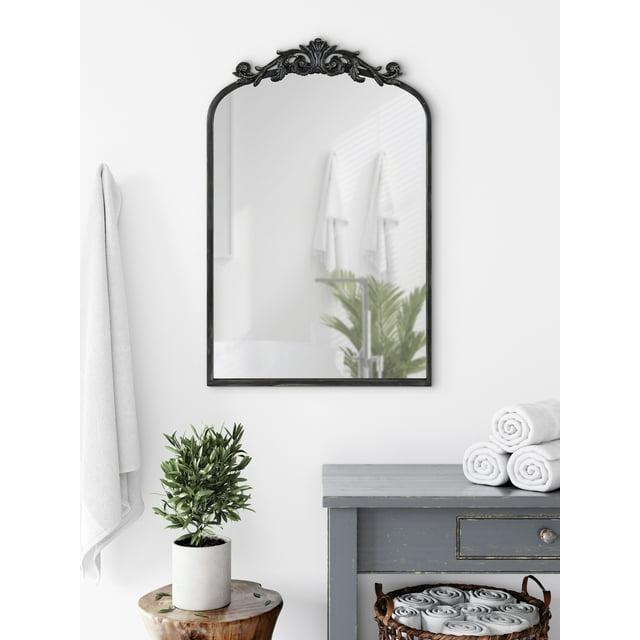 19" x 30.7" Arendahl Traditional Arch Decorative Wall Mirror Black - Kate & Laurel All Things Decor: Elegant Metal Frame