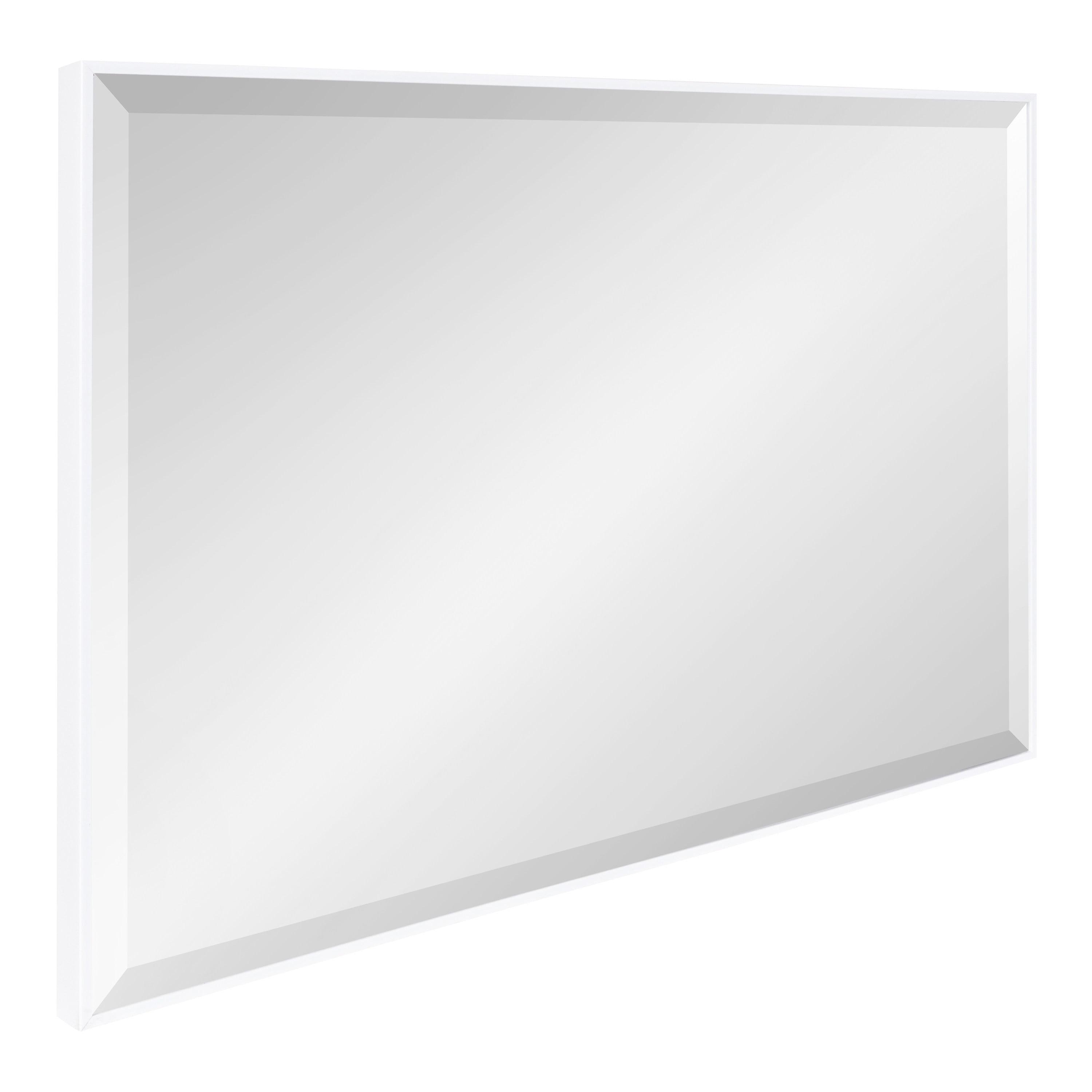 24.7" x 36.7" Rhodes Rectangle Wall Mirror White - Kate & Laurel All Things Decor: Modern, Beveled, Easy to Hang
