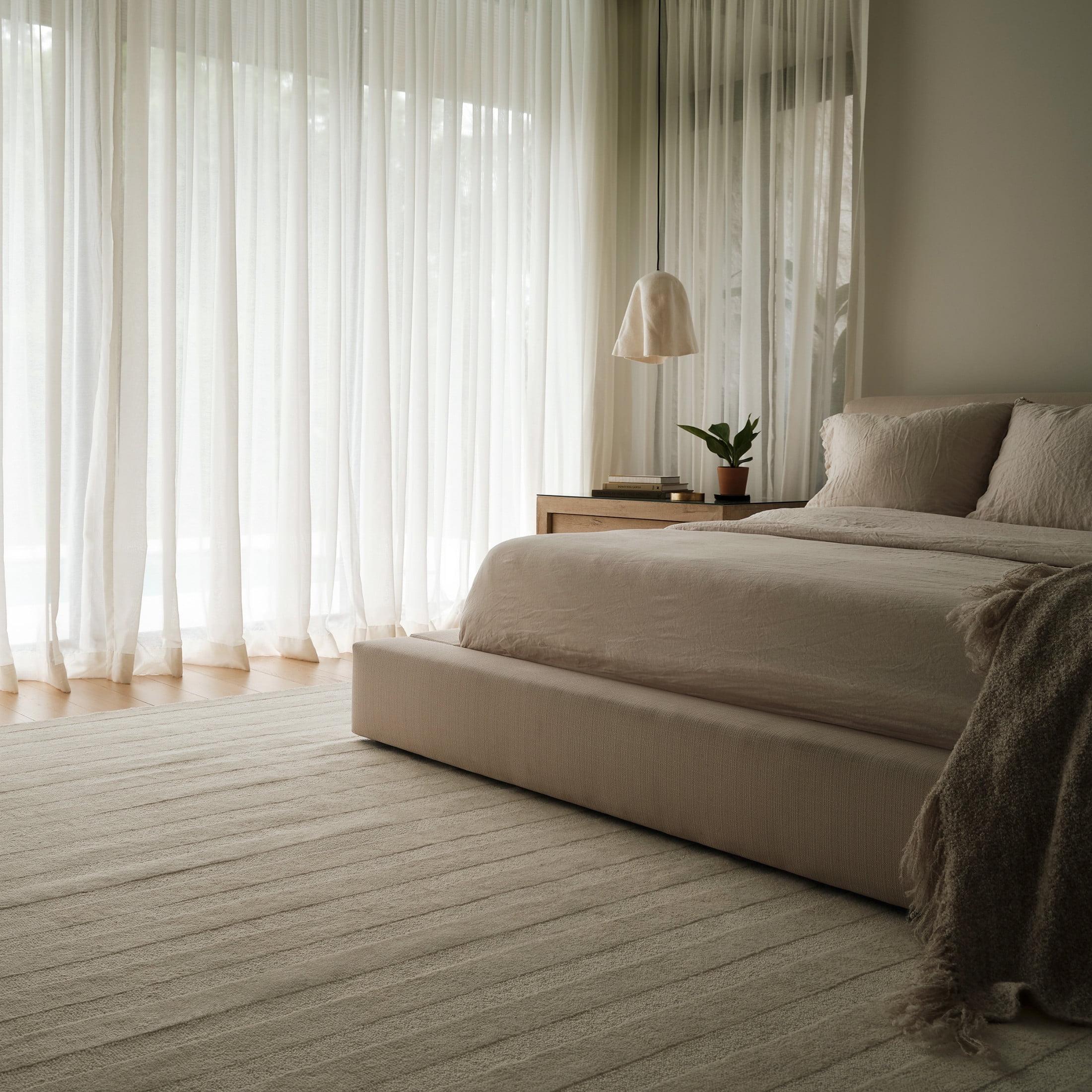 Rugs USA Satry Alfombra de Lana a Rayas, 8' 6" x 11' 6", Satry Marfil