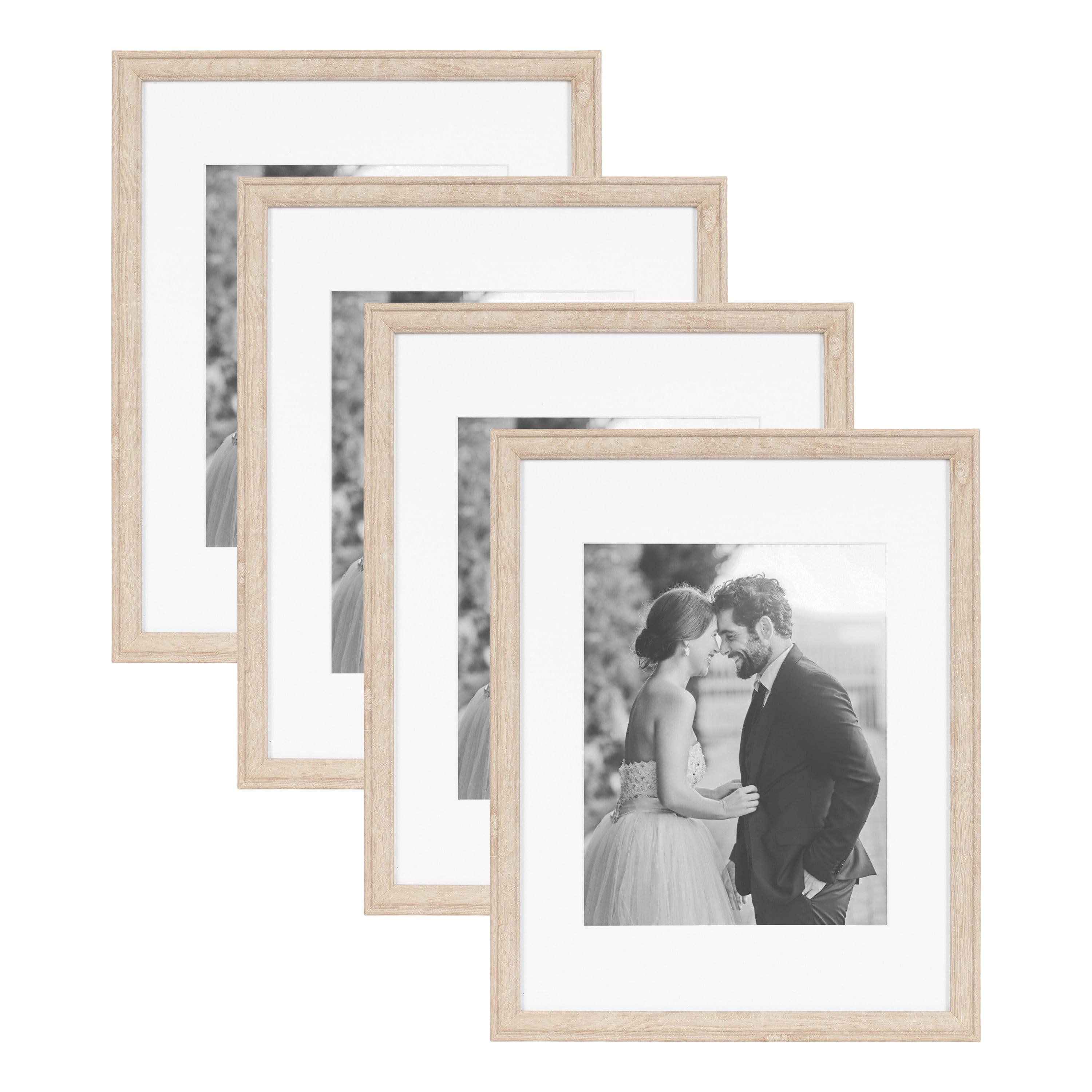 Kate & Laurel All Things Decor (Set of 4) 11"x14" Matted to 8"x10" Adlynn Rectangle Picture Frames Natural