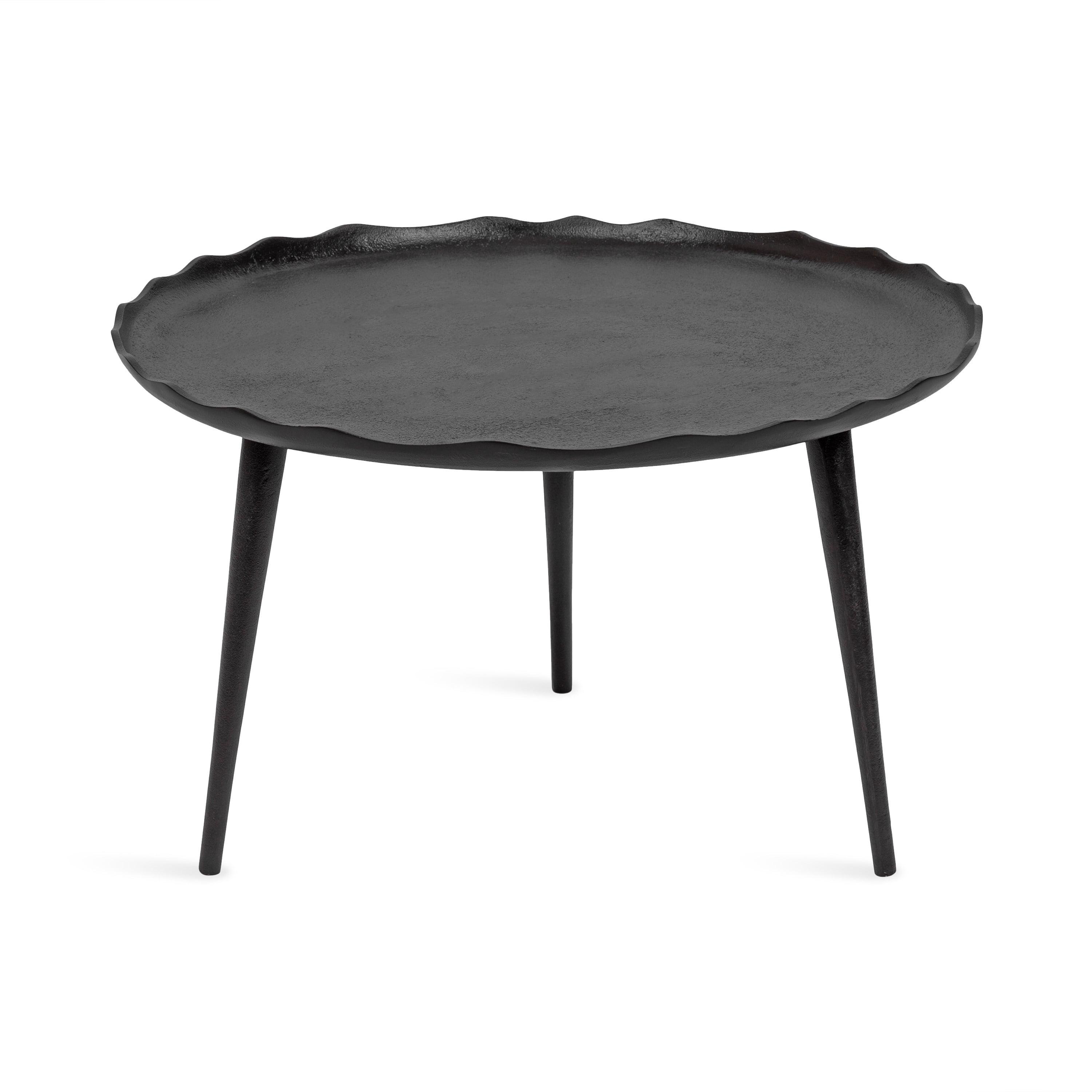 Kate and Laurel Alessia Round Metal Coffee Table, 26x26x16, Black