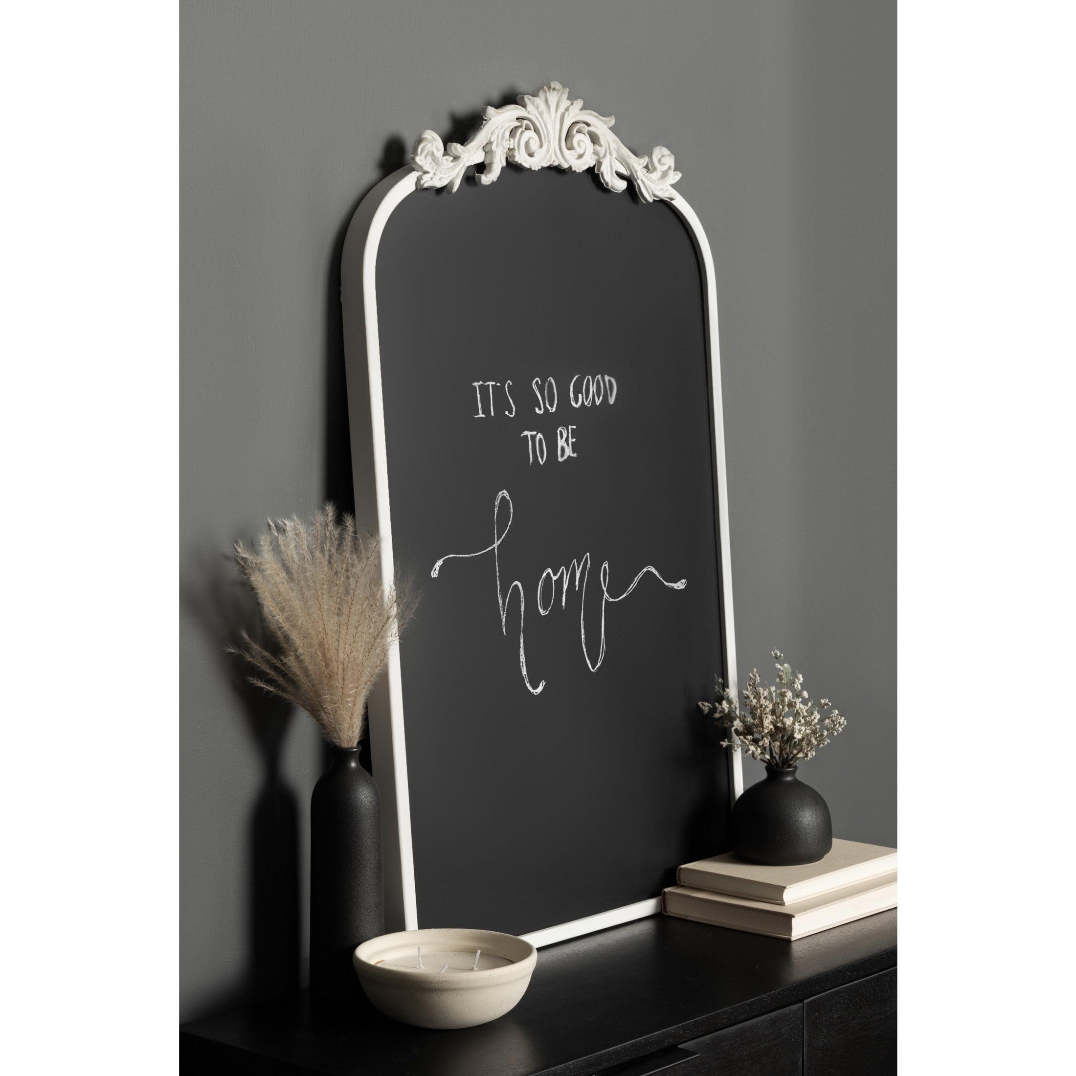 Kate and Laurel Arendahl Decorative Vintage Arch Chalkboard, 19 x 31, White, Framed Arched Ornate Magnetic Chalkboard for Bedroom Organization or Entryway Decor