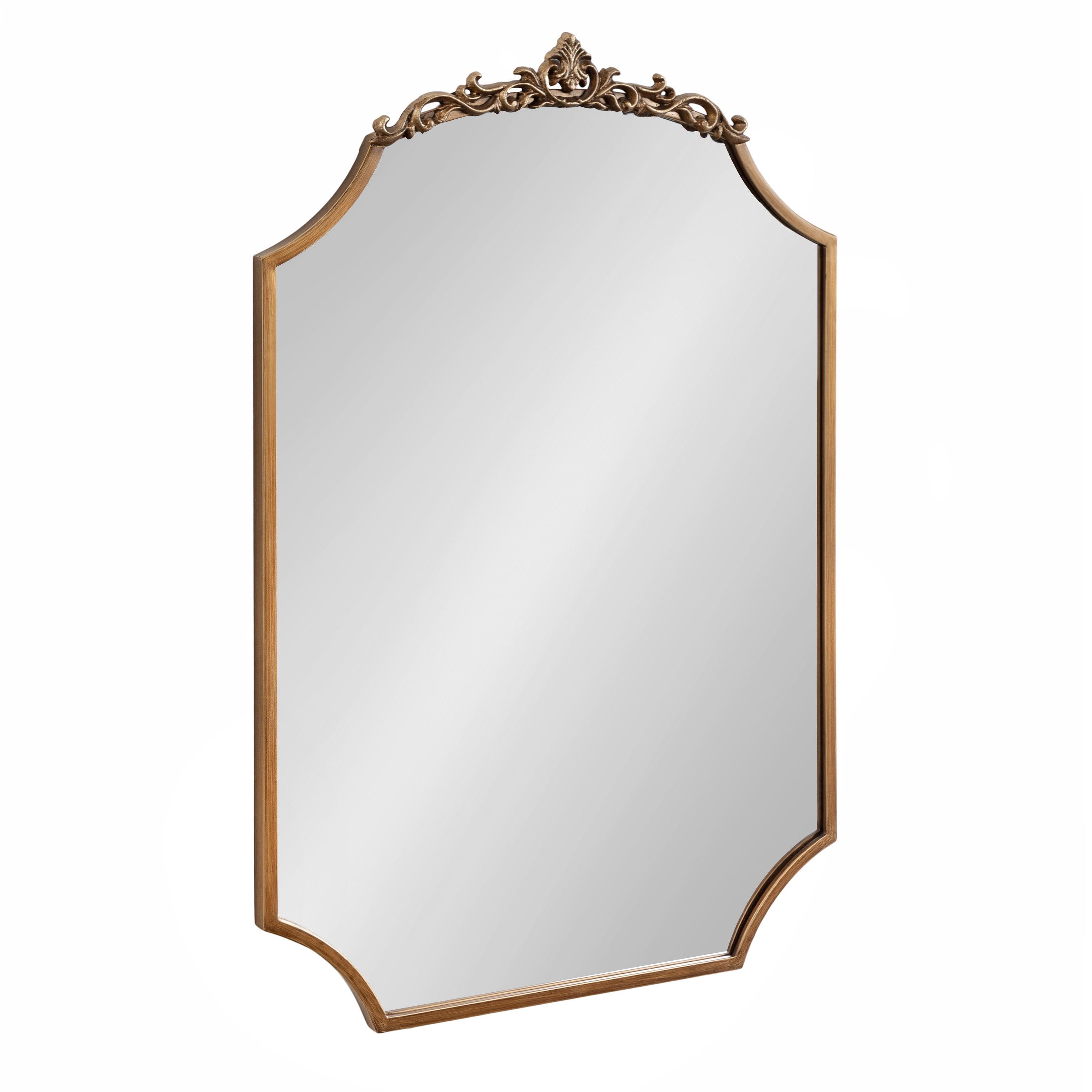 Kate & Laurel All Things Decor 24"x36" Arendahl Traditional Scallop Mirror Gold: Baroque-Inspired, No Assembly Required, Wall Mount