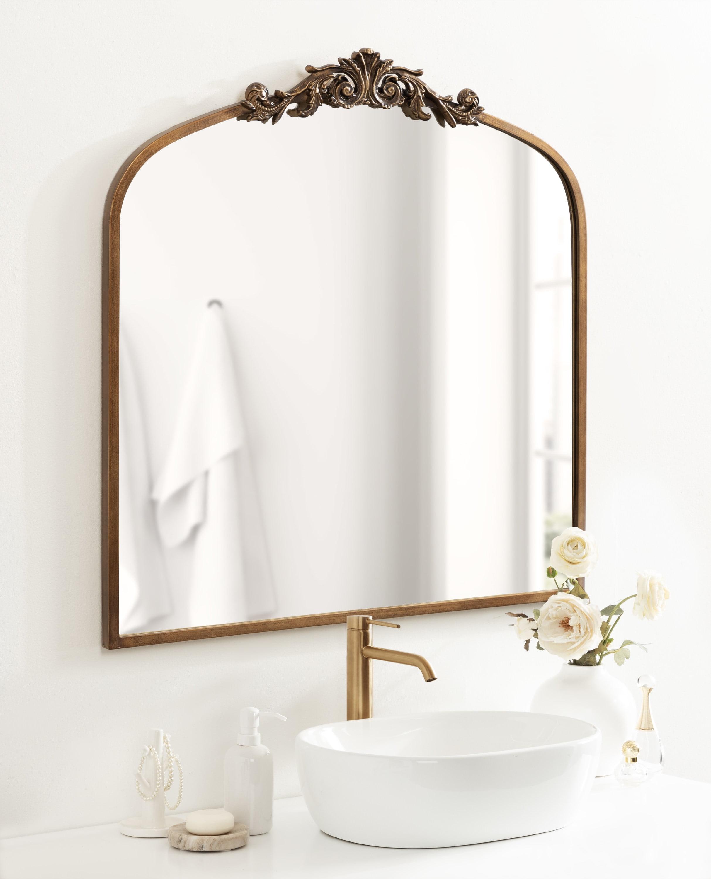 Kate & Laurel All Things Decor 28"x30" Arendahl Traditional Arch Mirror Gold: Baroque-Inspired, No Assembly Required