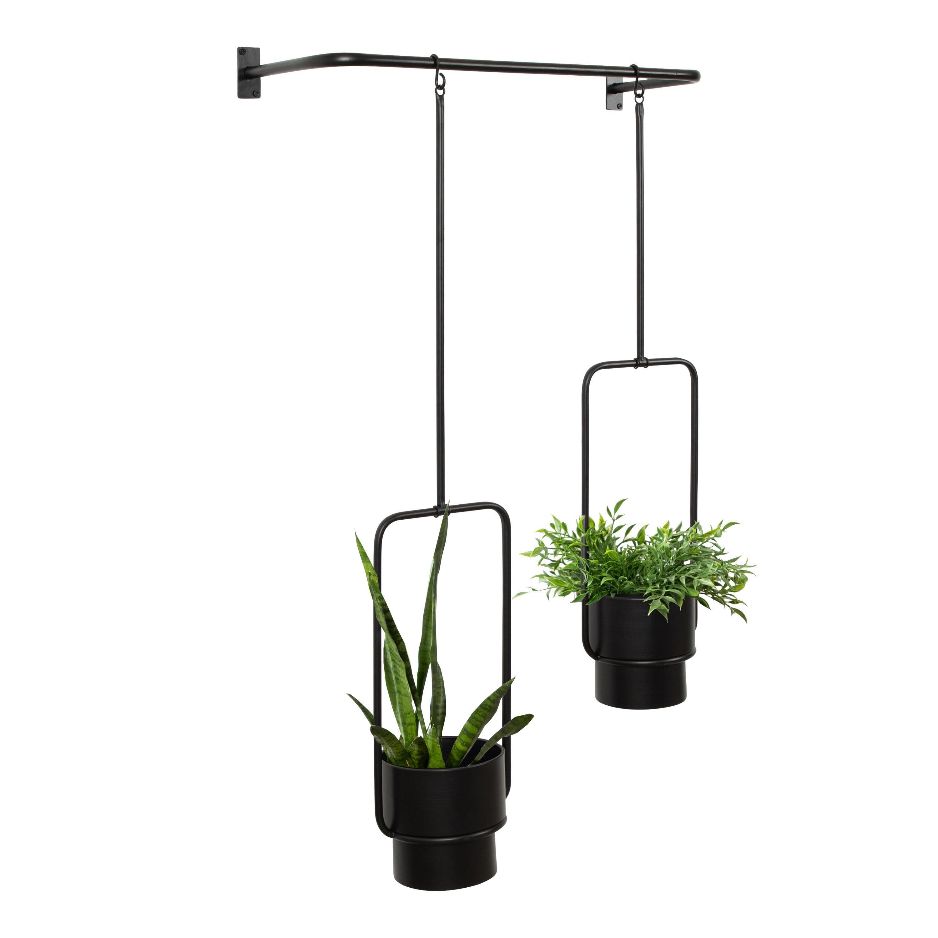 Kate and Laurel Ascher Round Metal Hanging Planter, 24x8x39, Black