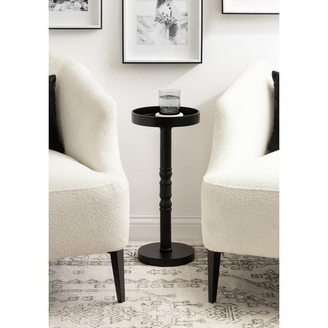 Kate and Laurel Bellport Pedestal End Table, 10x10x22, Black