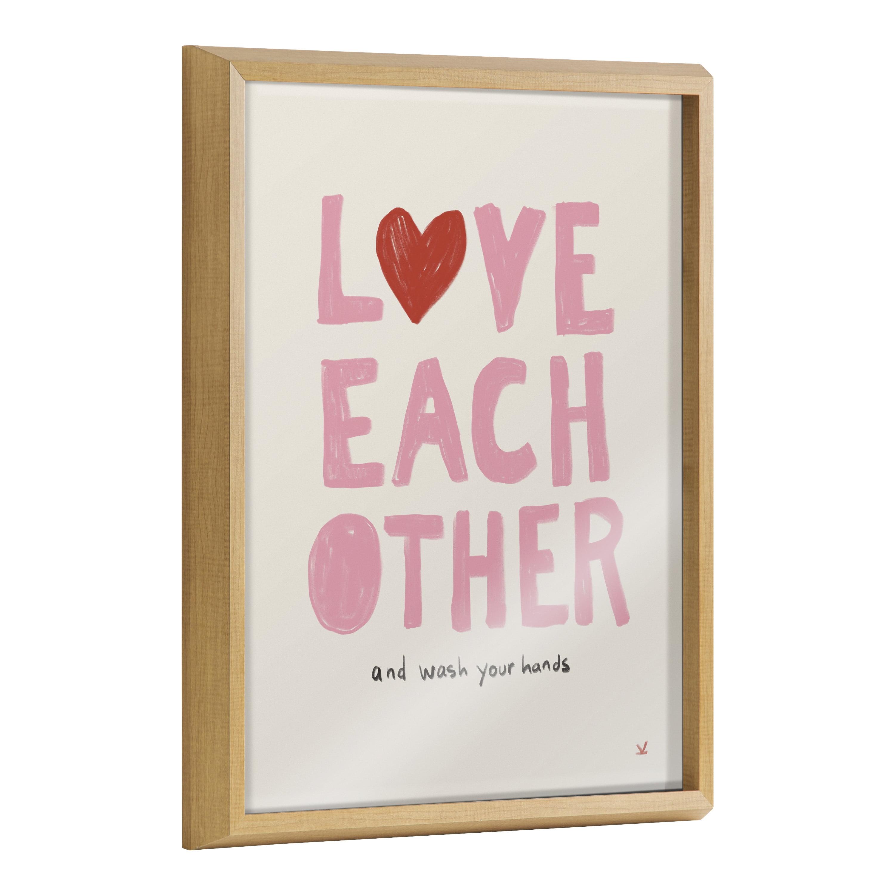 16" x 20" Blake Love Each Other by Kelly Knaga Framed Printed Glass Natural - Kate & Laurel All Things Decor