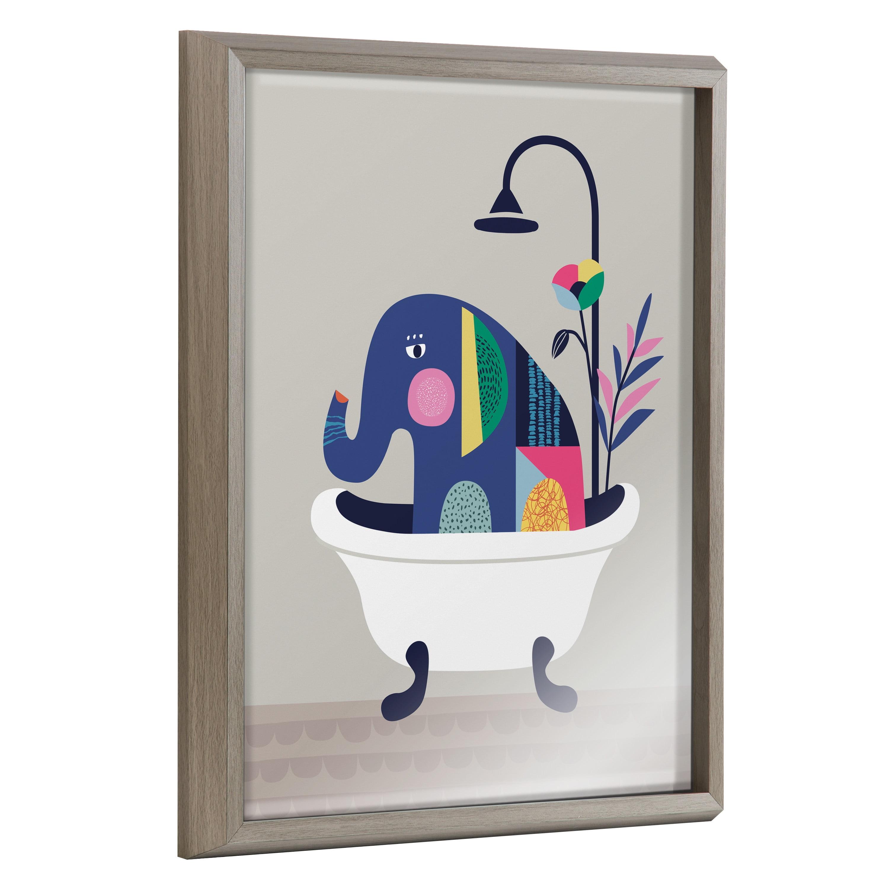 Mid Century Modern Elephant in Tub Framed Print